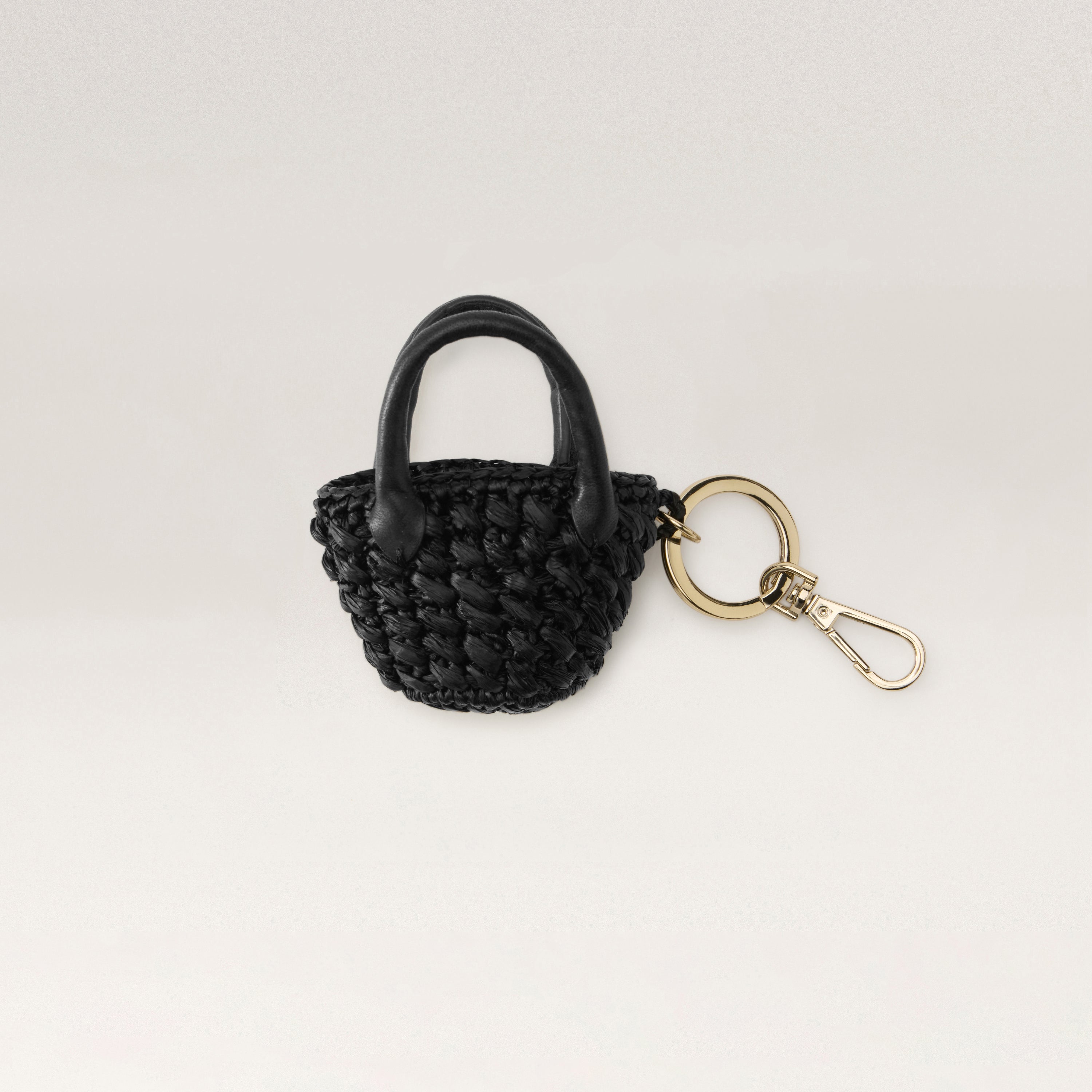 Ampara Raffia Crochet Bag Charm Accessory - Charcoal/Black | Helen