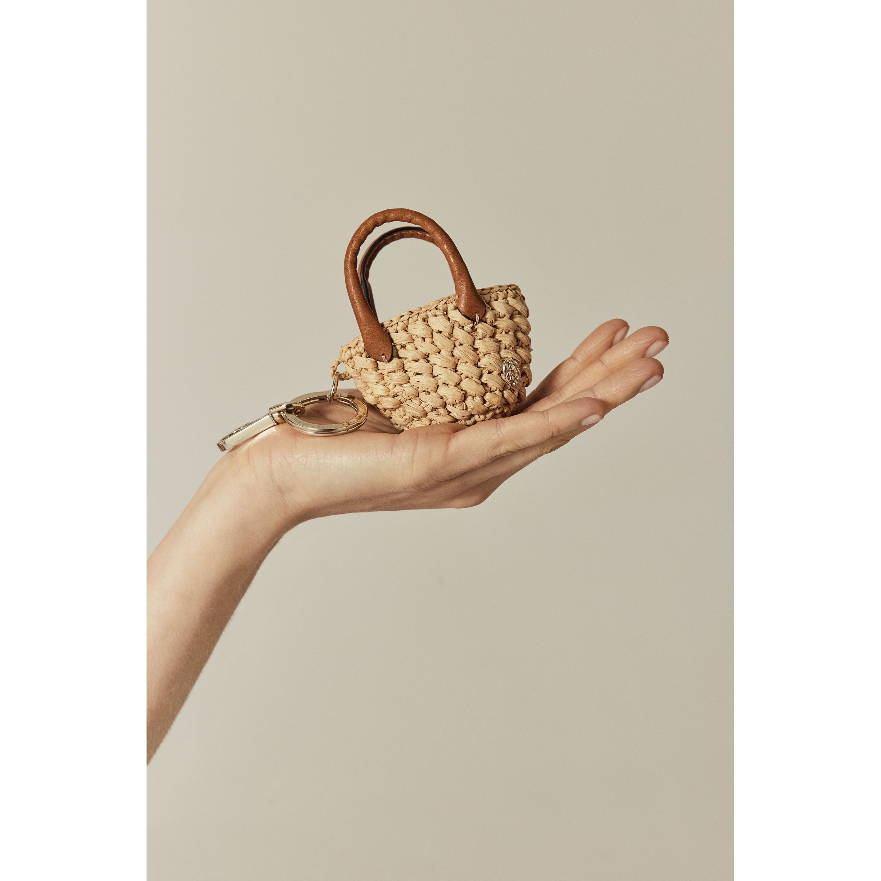 Ampara Raffia Crochet Bag Charm Accessory - Natural/Cotto | Helen