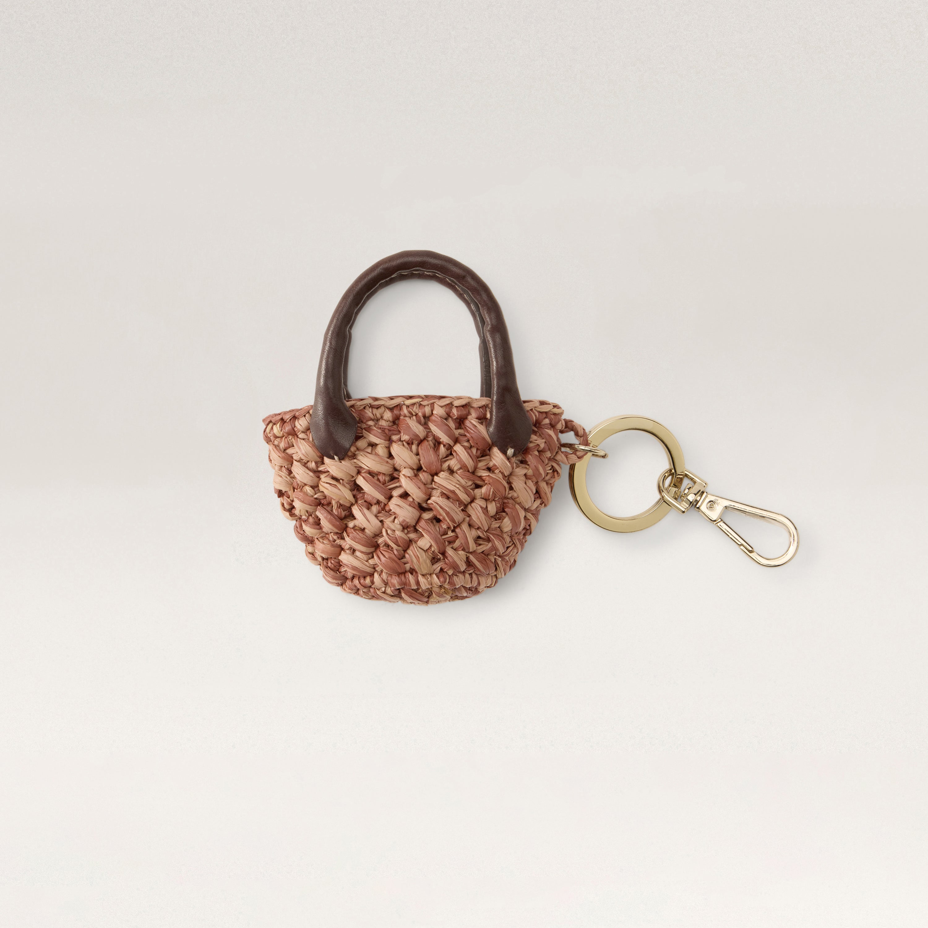 Ampara Raffia Crochet Bag Charm - Petal Melange/Chocolate | Helen
