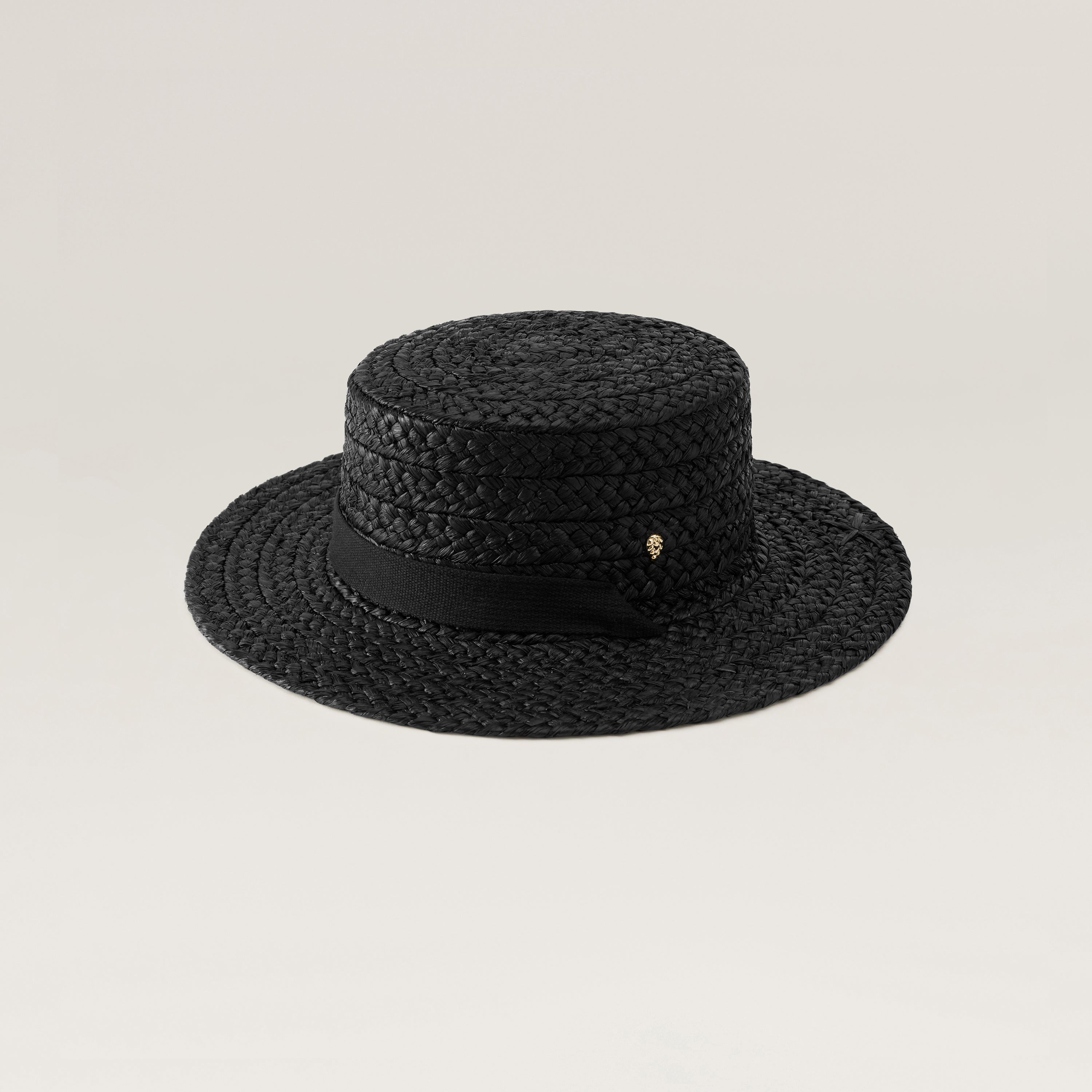 Arden Raffia Braid Boater Hat - Charcoal/Black | Helen Kaminski US