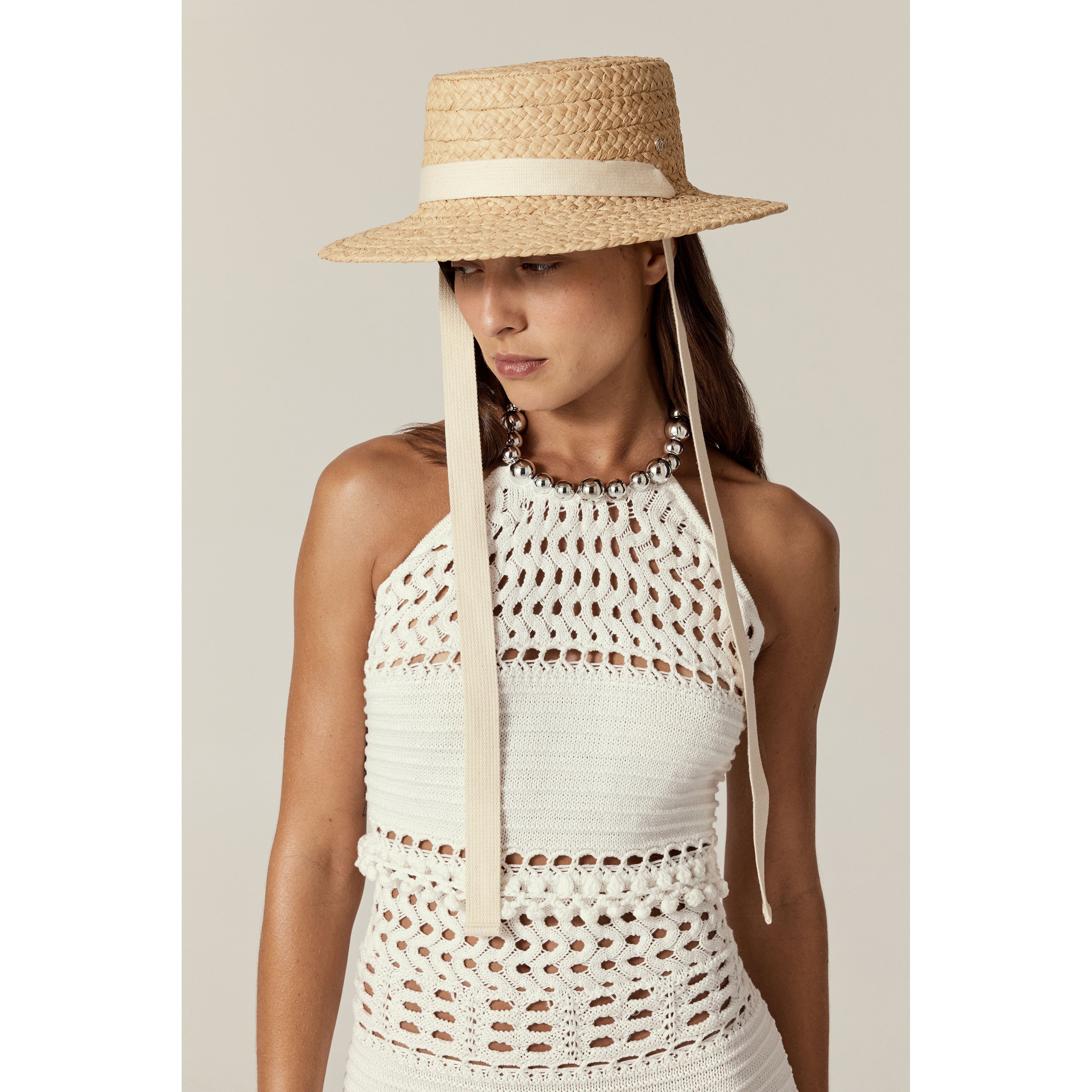 Arden Raffia Braid Boater Hat - Natural/Cream | Helen Kaminski US