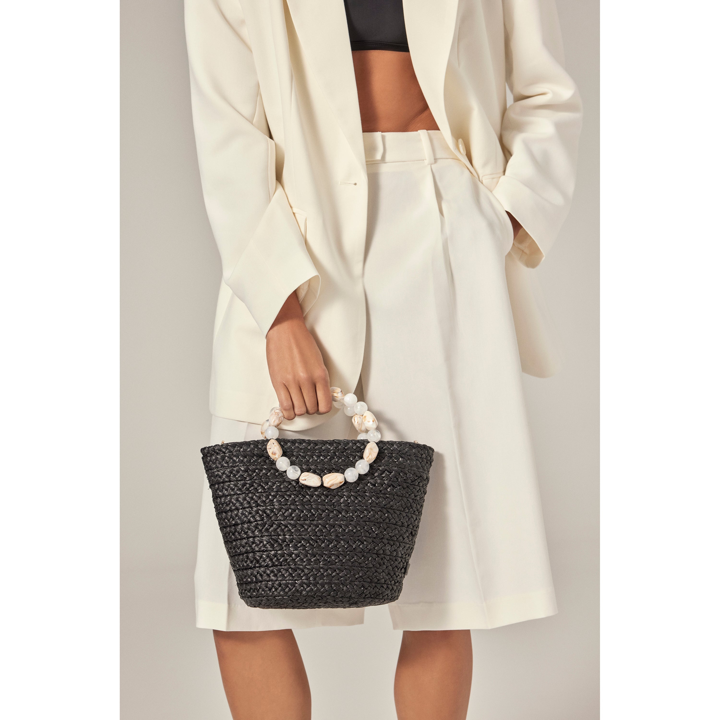 Nacre Basket Bag Charcoal/Natural - Helen Kaminski US