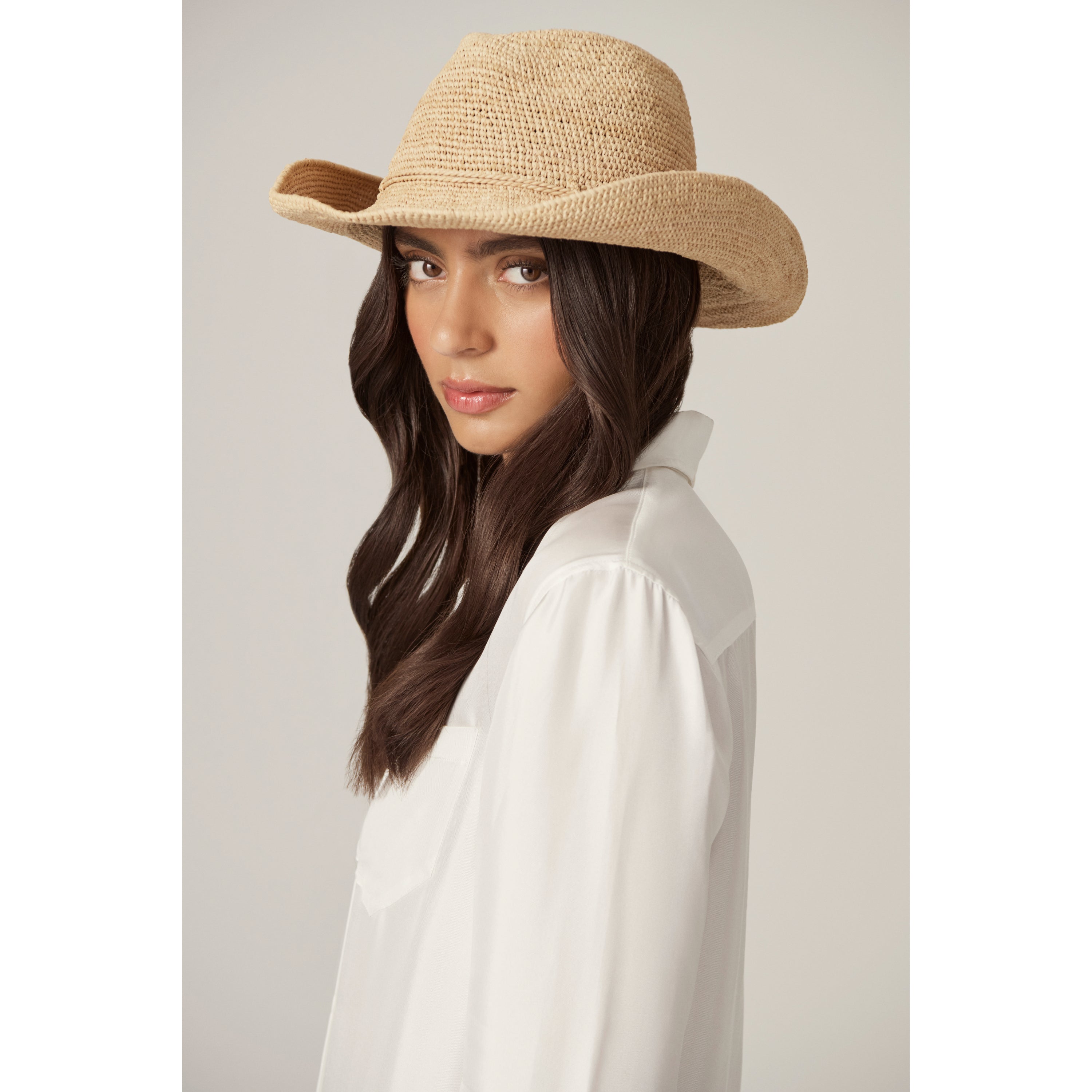 美品 marihoja 【Weave Raffia Fedra Hat】 Belen Raffia Crochet Fedora Hat - Natural | Helen Kaminski US