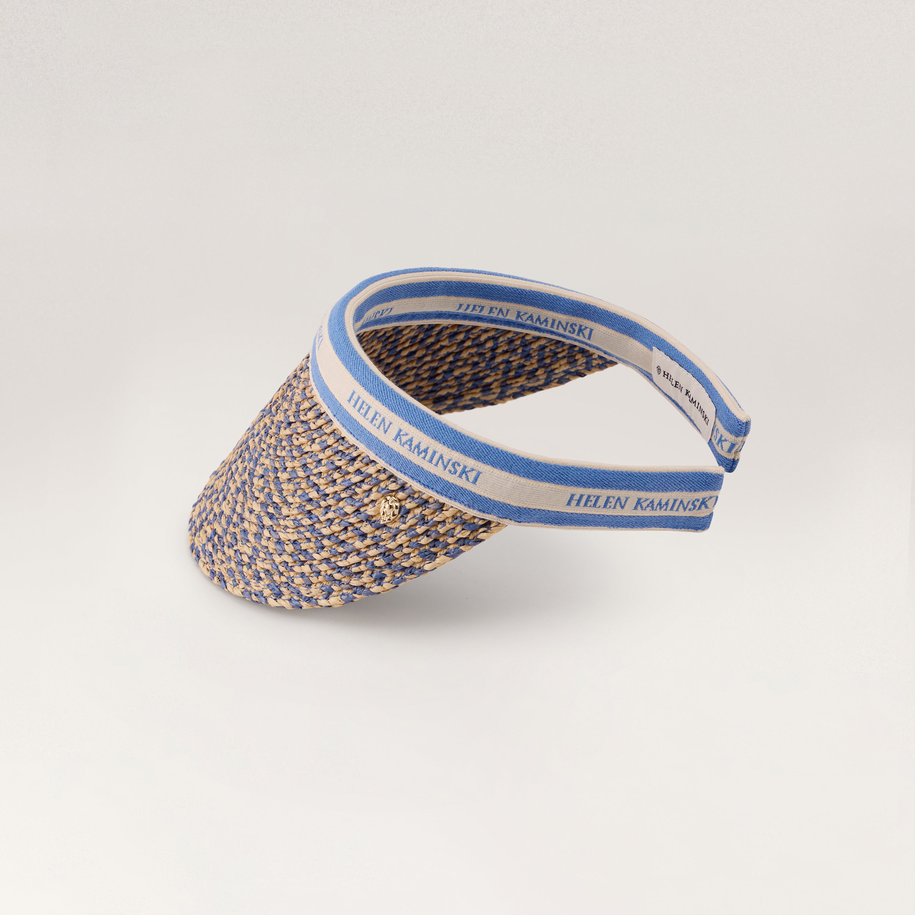 Bianca 10 Raffia Logo Visor - Lapis Melange/Lapis Hat | Helen