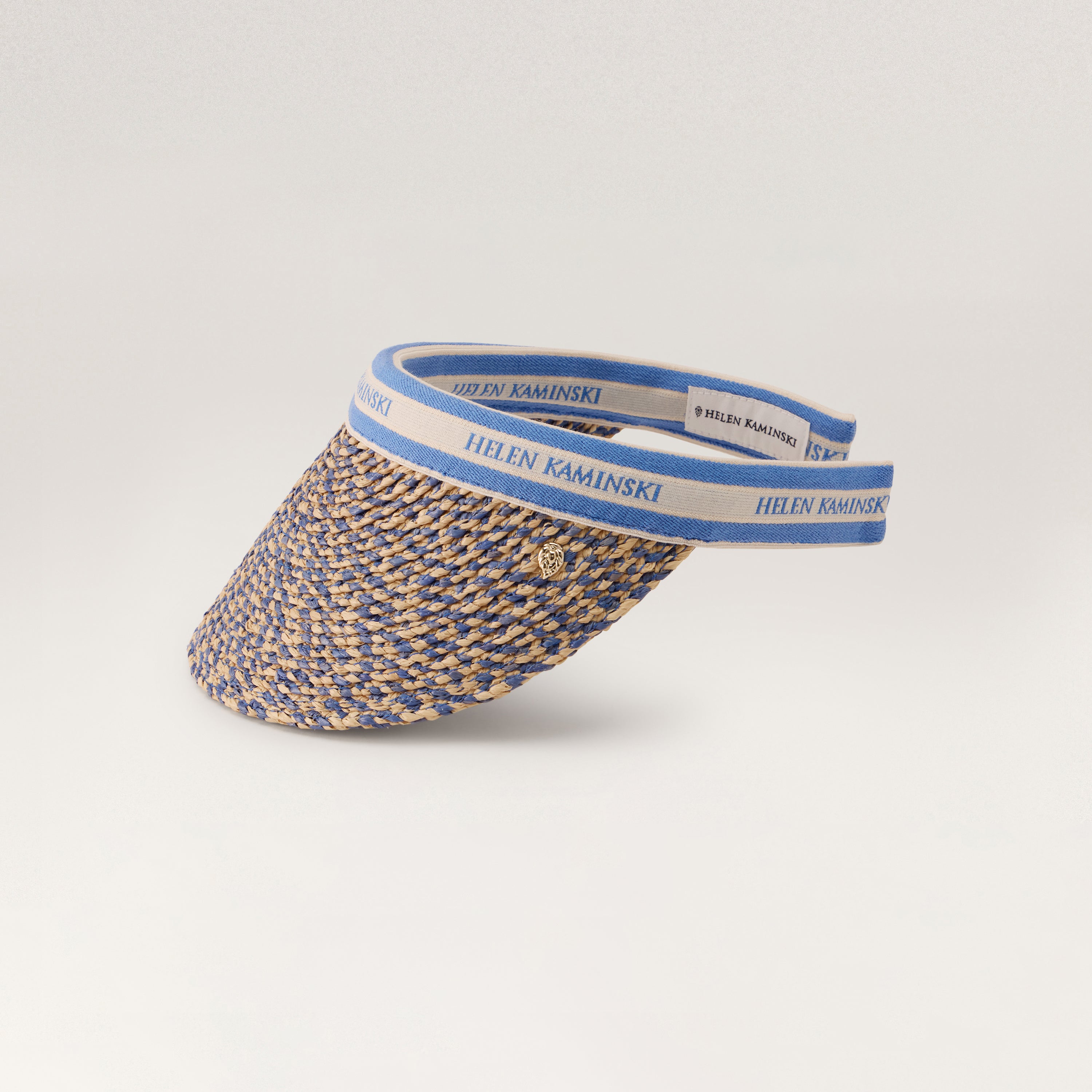 Bianca 10 Raffia Logo Visor - Lapis Melange/Lapis Hat | Helen