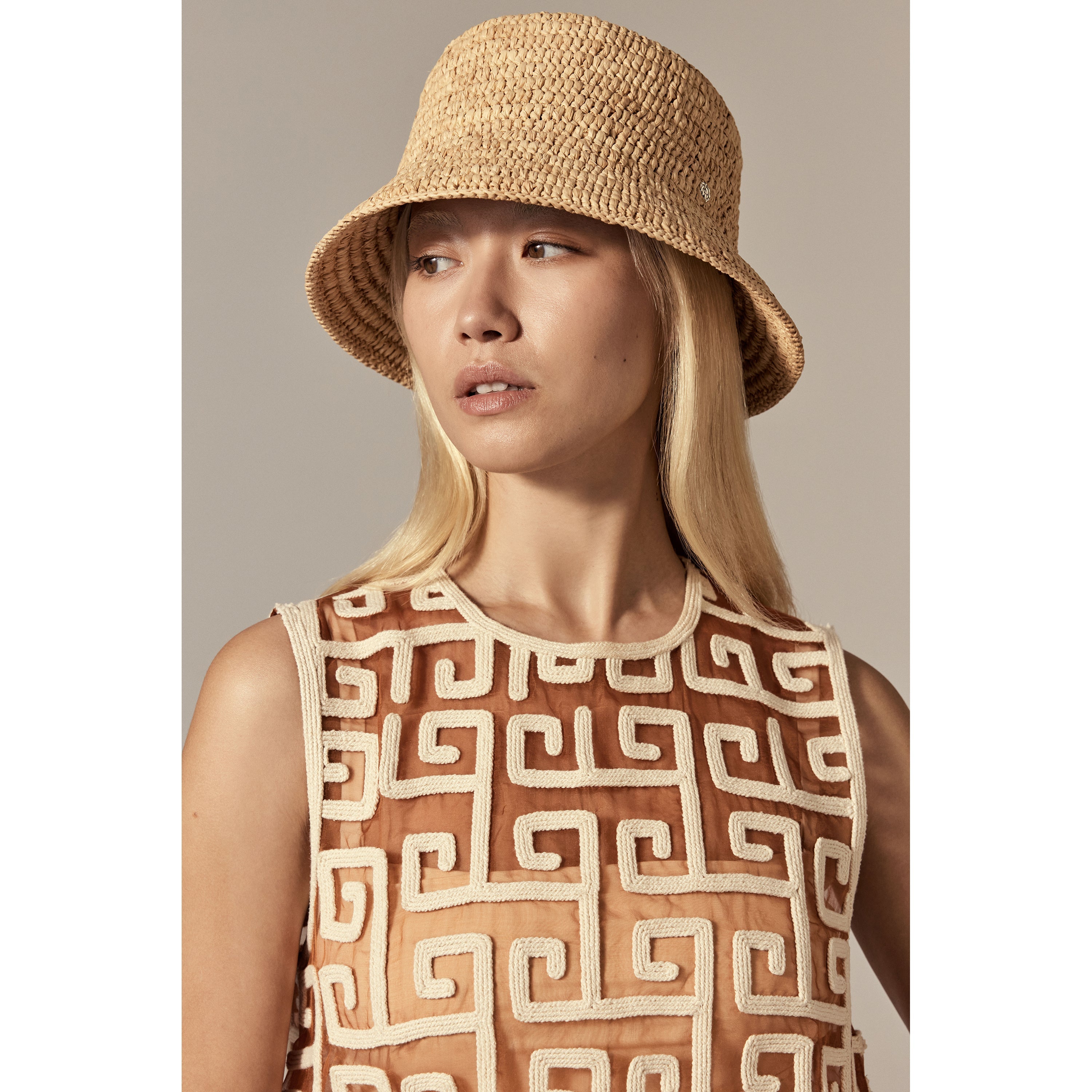 Chaturi Raffia Crochet Bucket Hat - Natural | Helen Kaminski US