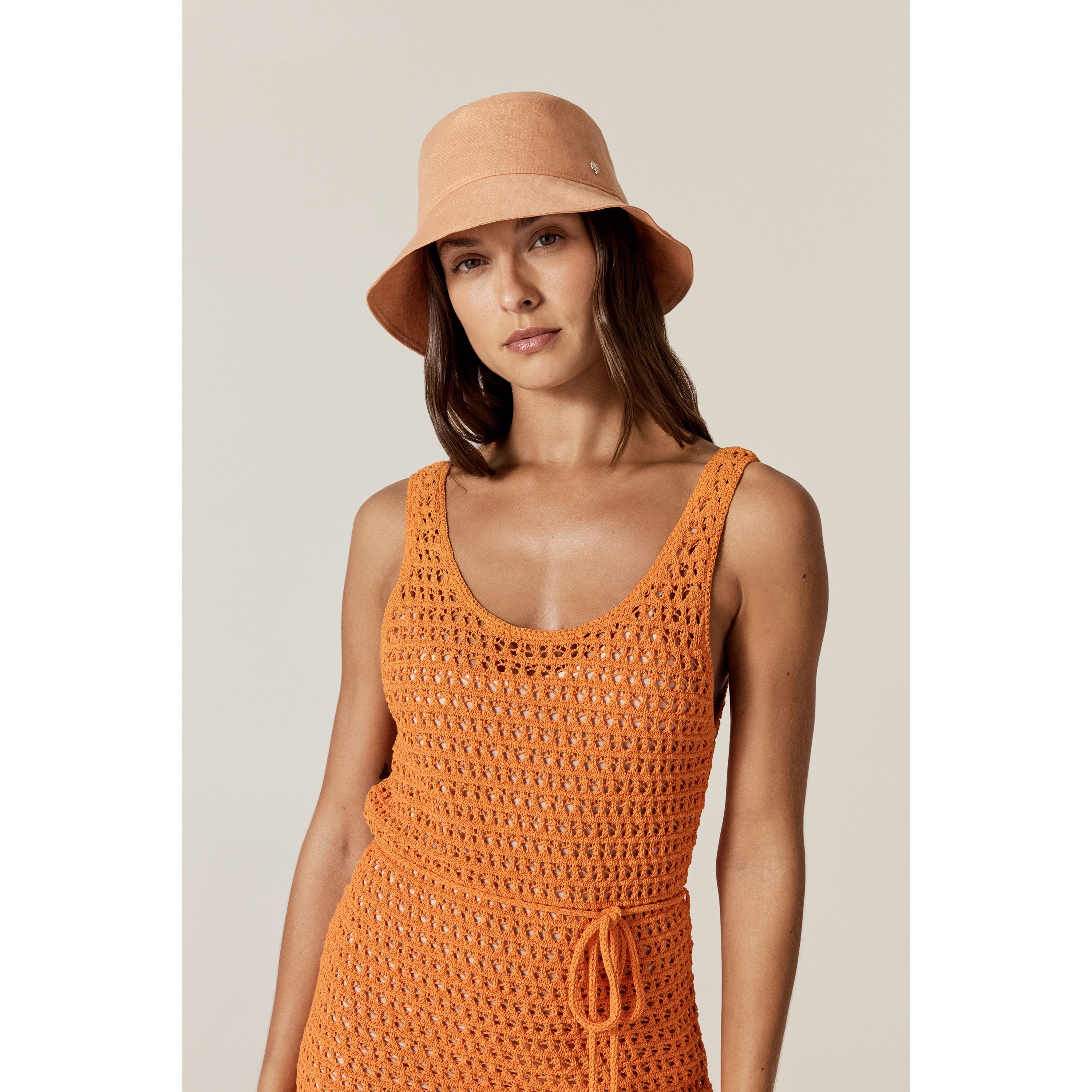 Delta Linen Bucket - Salmon - Pink Bucket Hat | Helen Kaminski US