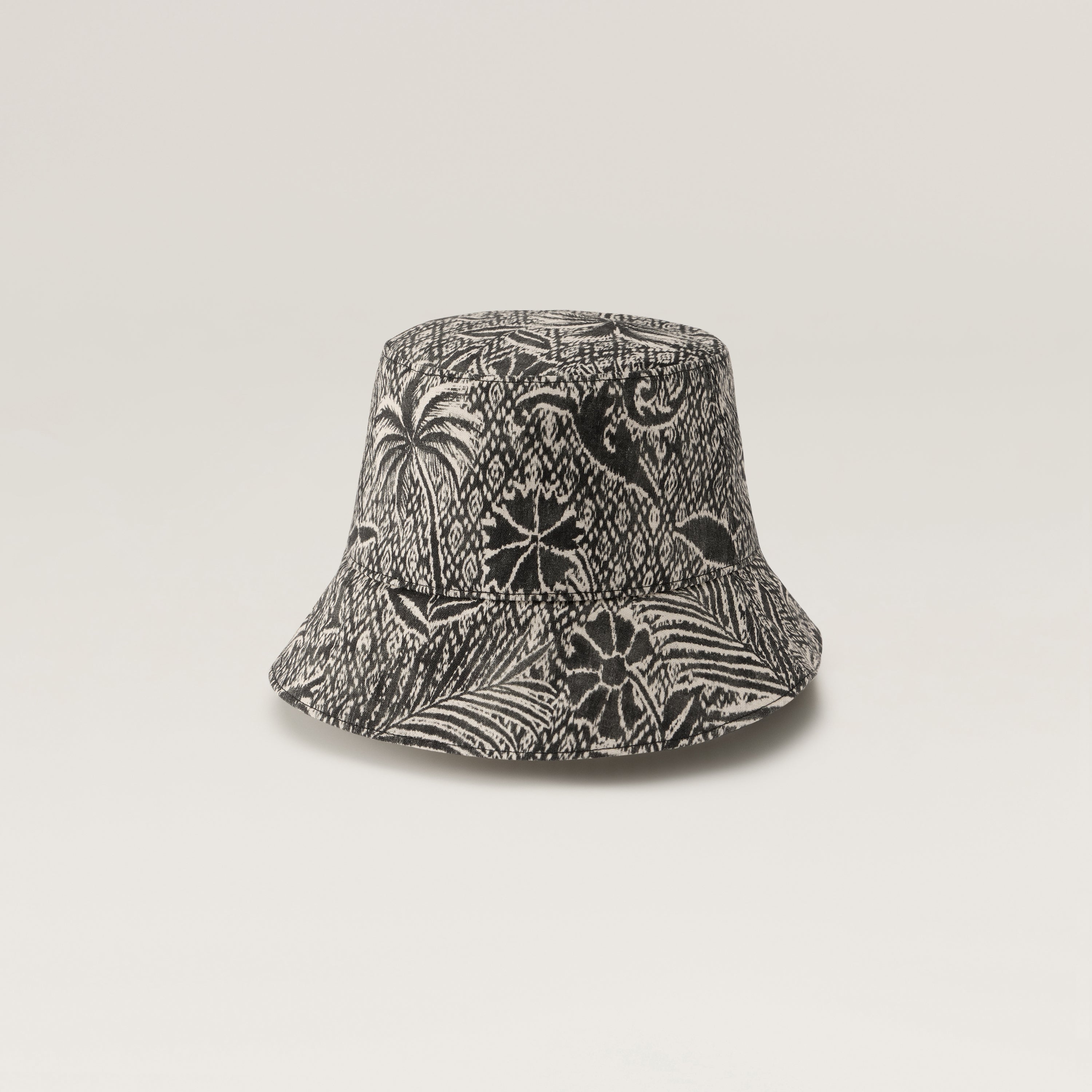 Delta Linen Print Bucket - Black - Bucket Hat | Helen Kaminski US