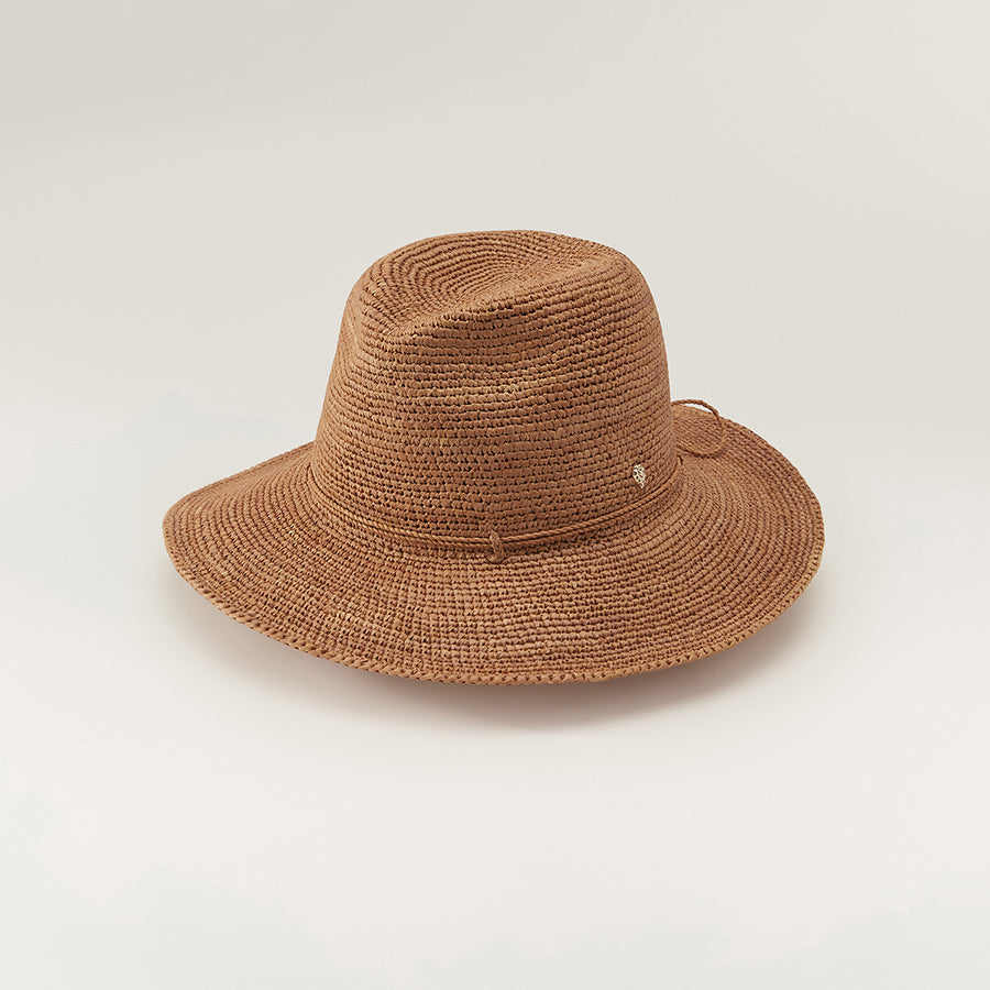 Desmonda Raffia Crochet Fedora Hat - Nougat | Helen Kaminski US