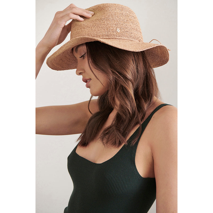 Desmonda Raffia Crochet Fedora Hat - Nougat | Helen Kaminski US