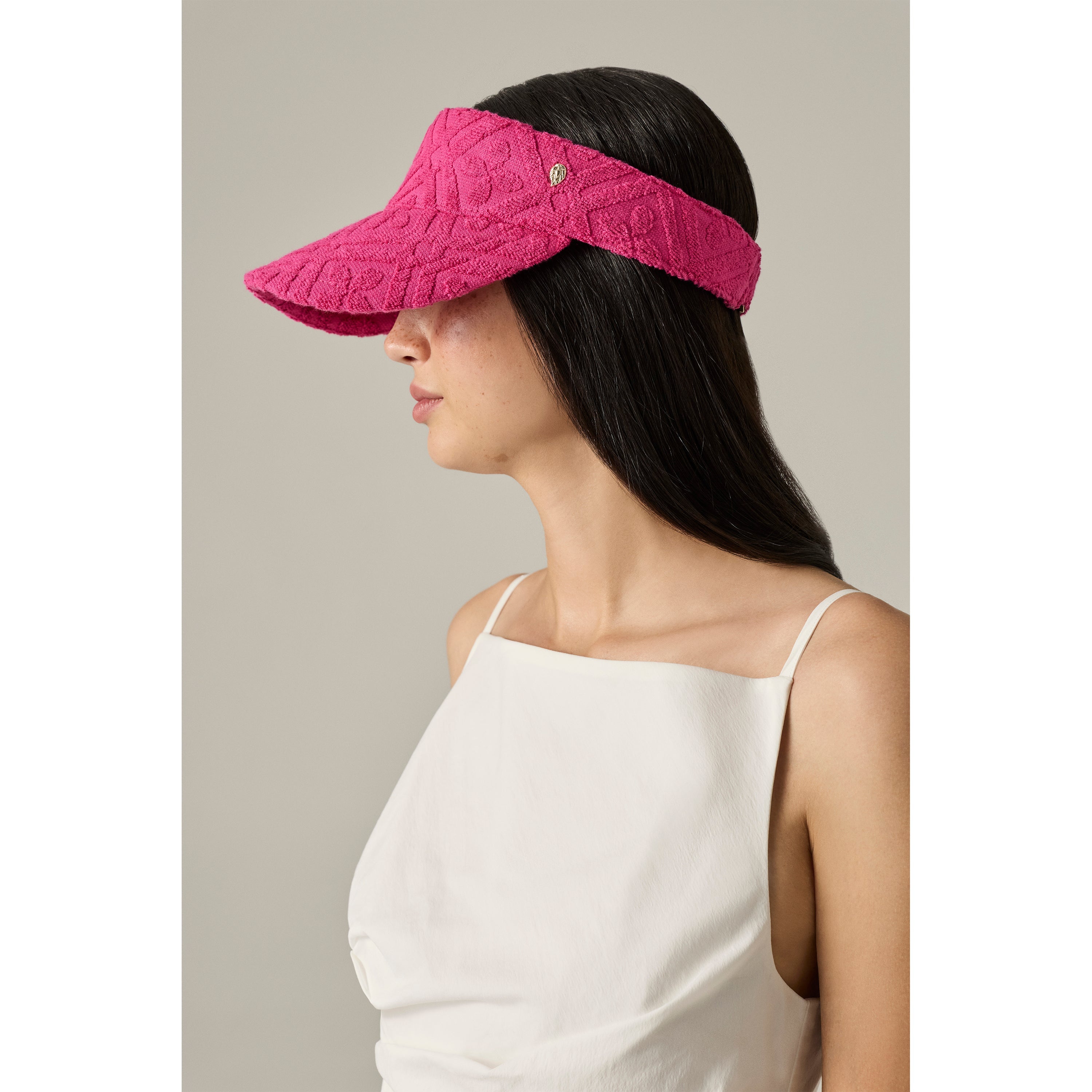Dhara Cotton Towelling Visor - Bright Pink - Cotton Hat | Helen