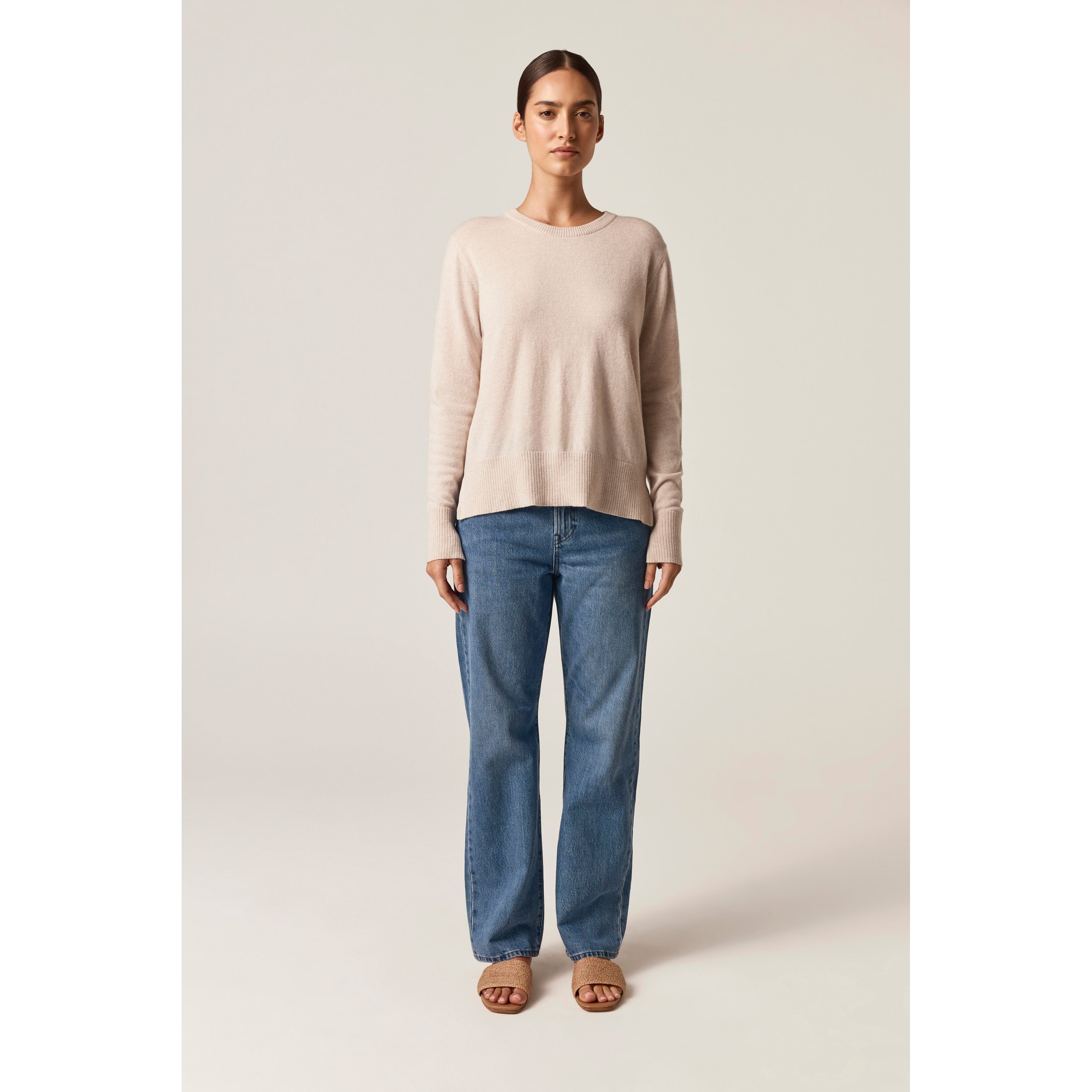 Shop the Gemma Relaxed Fit Knit Sweater in Natural | Helen Kaminski