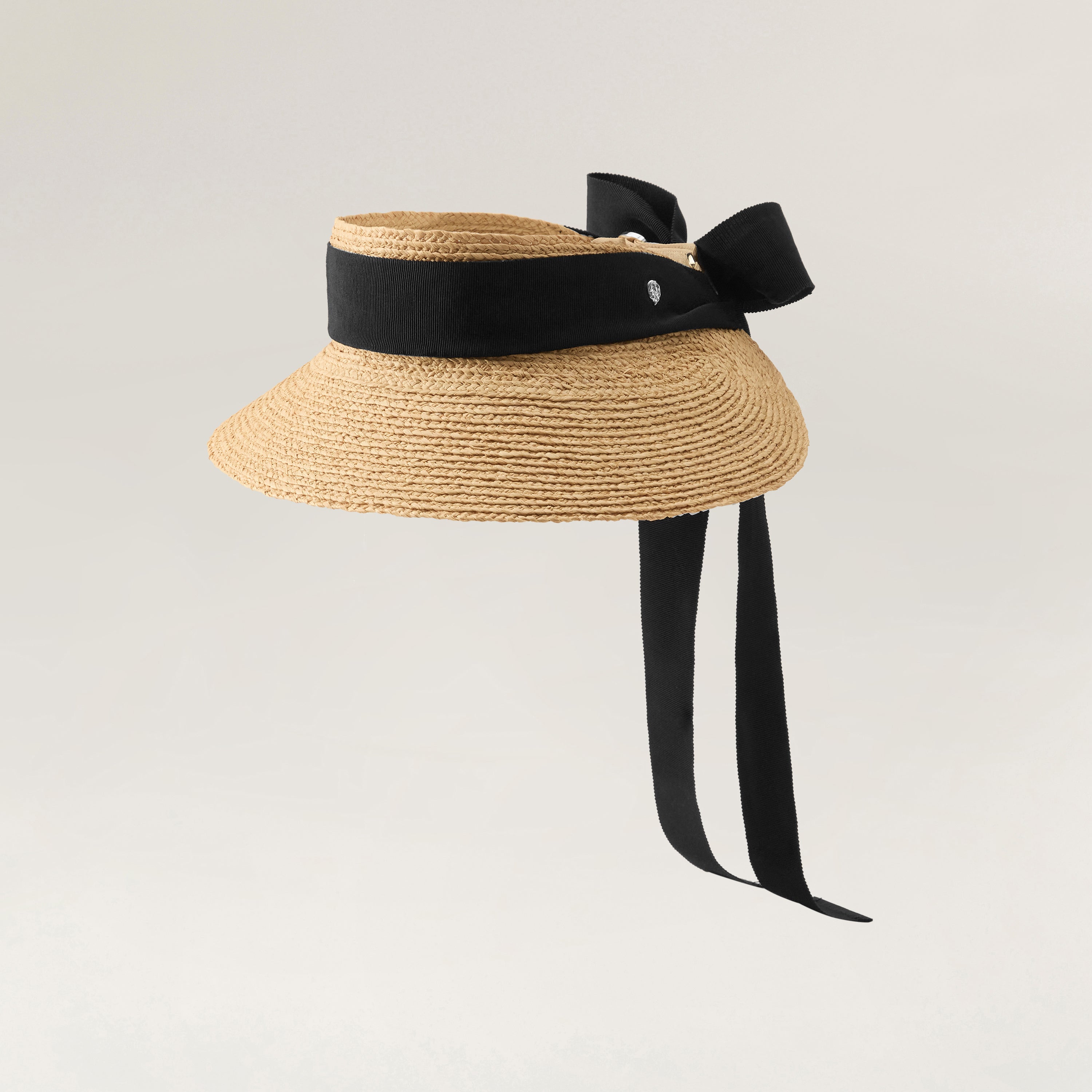 Sabina Raffia Visor - Natural/Black | Helen Kaminski US