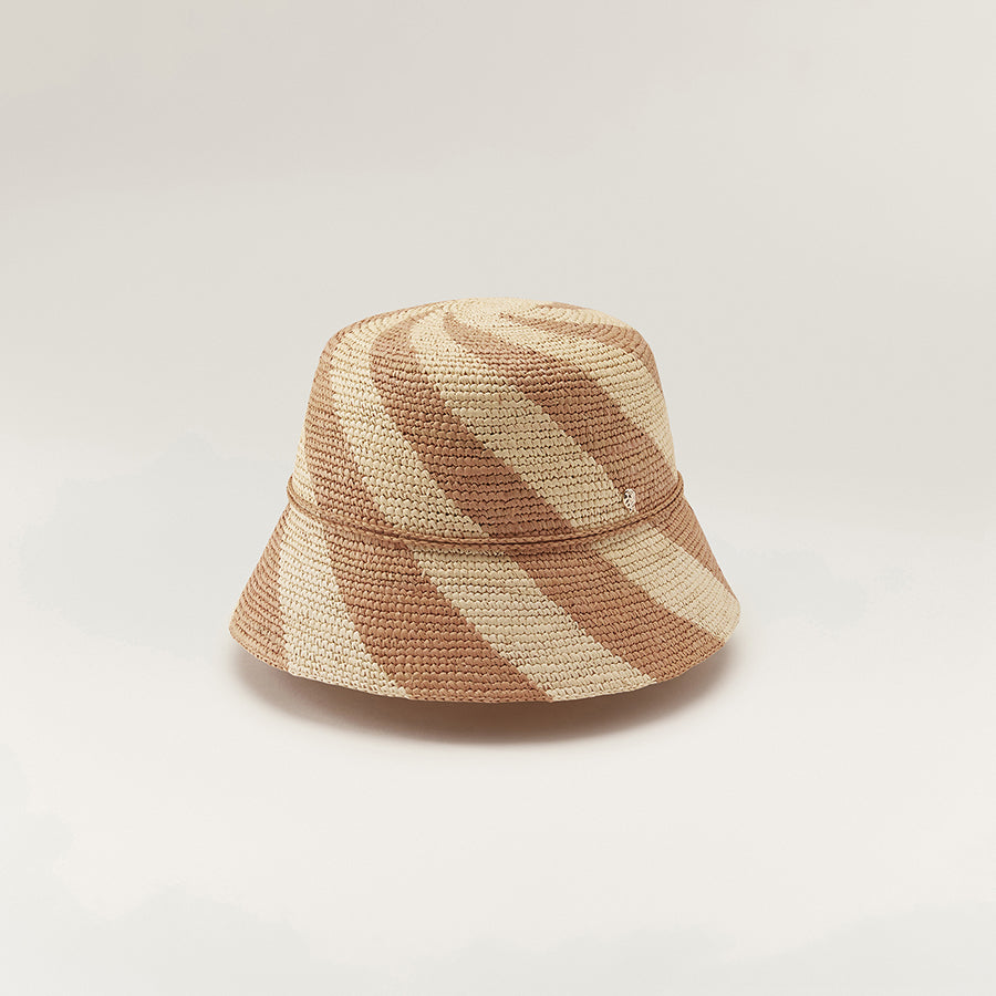 Argent Raffia Swirl Bucket Hat in Alabaster - Helen Kaminski