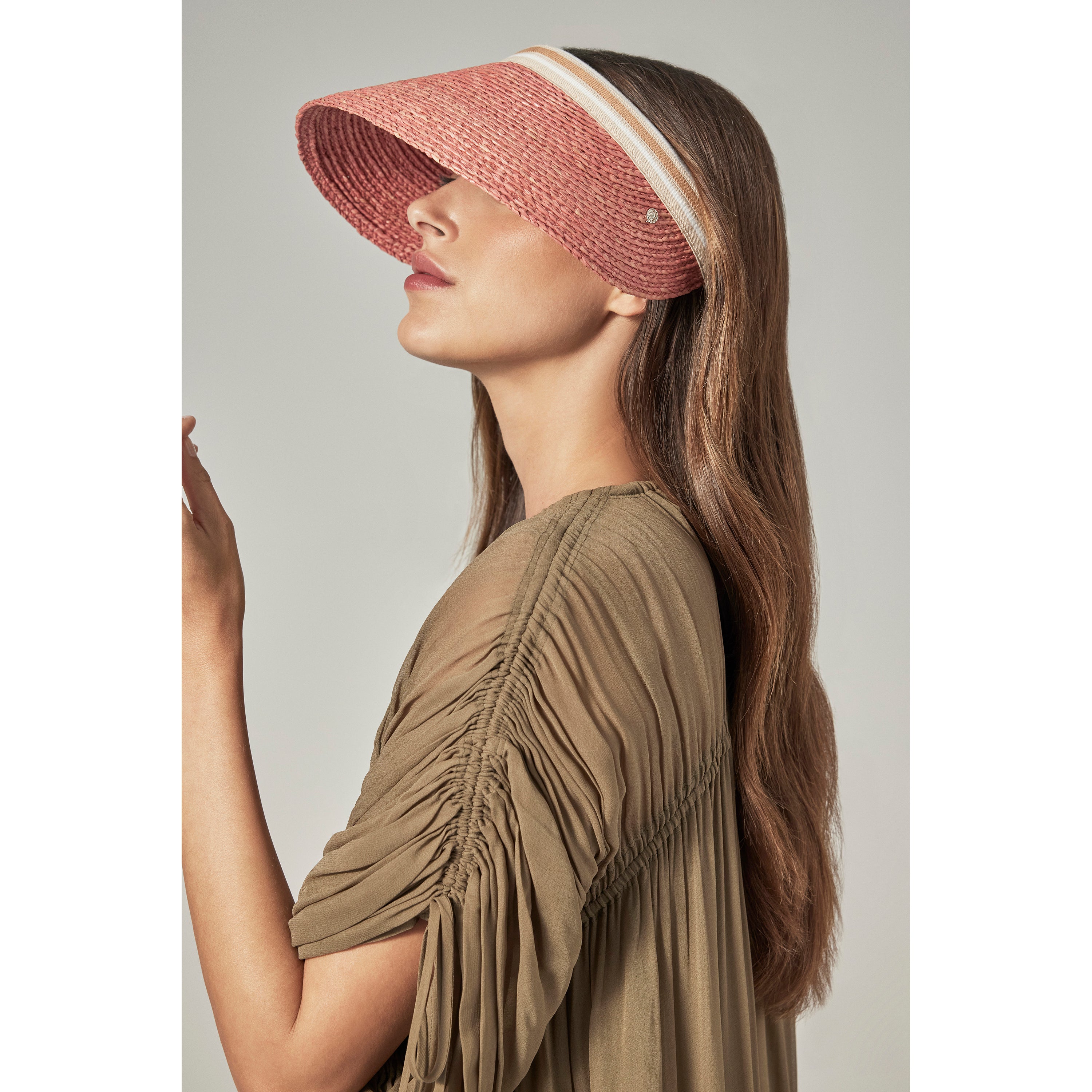 Bianca 12 Raffia Visor Pomelo/Nougat - Helen Kaminski US display picture 3