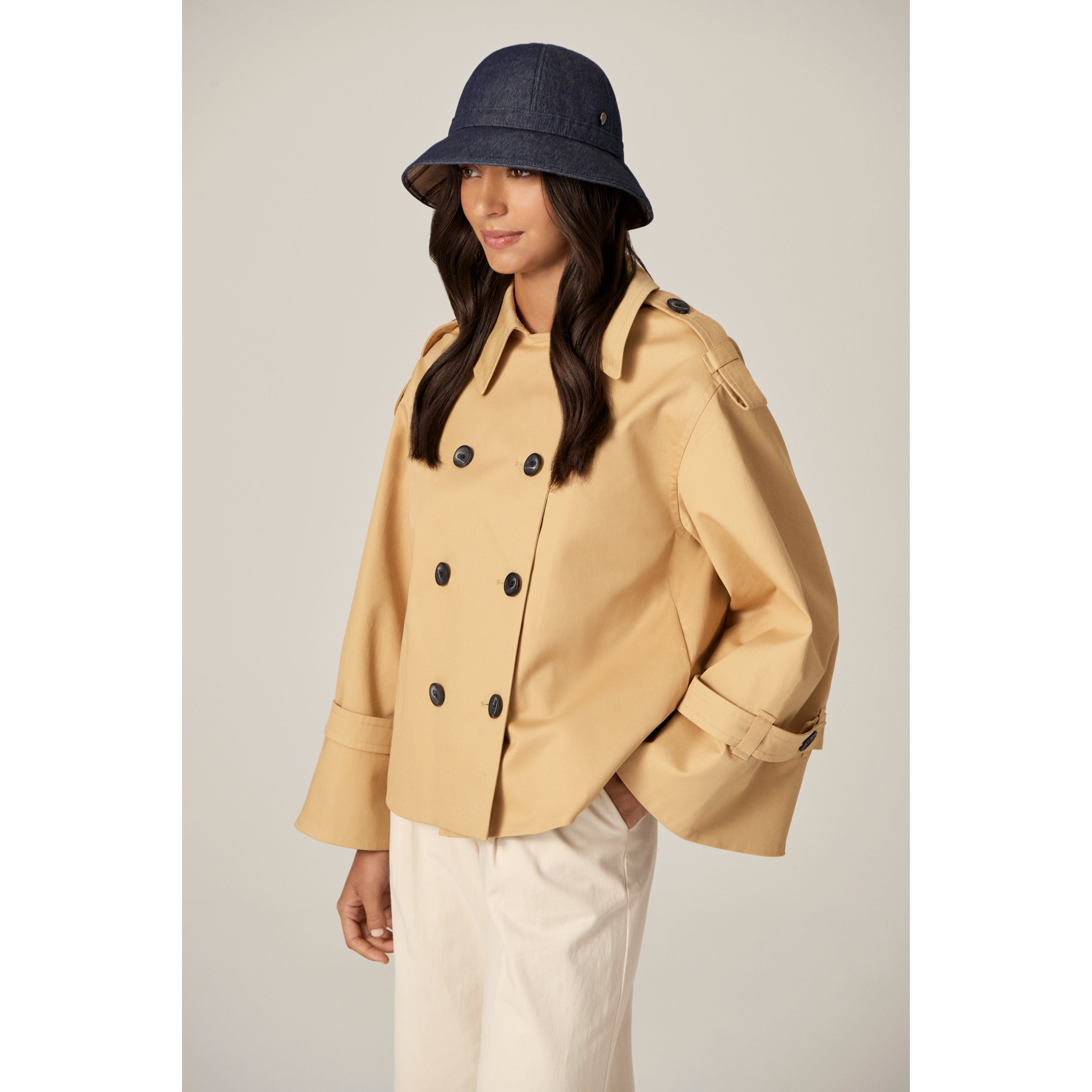Shop the Axel Reversible Panelled Round Crown Hat in Indigo