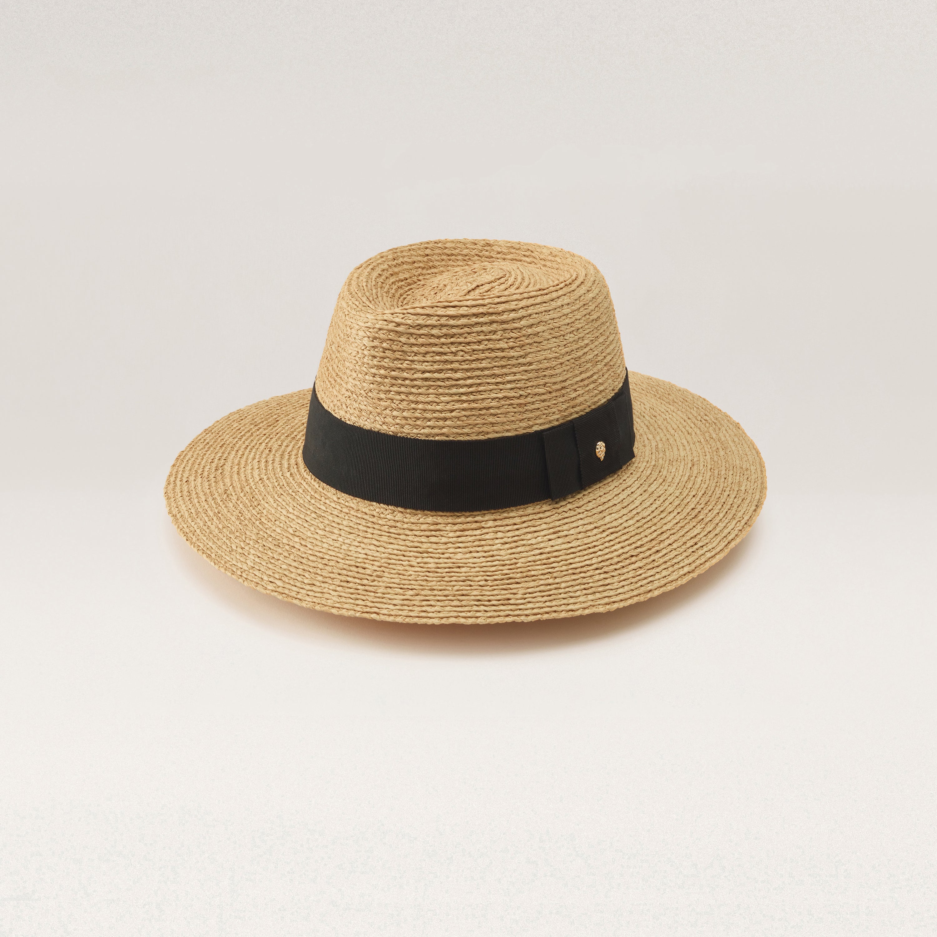 Jenna Flat Brim Fedora Natural/Black - Helen Kaminski US