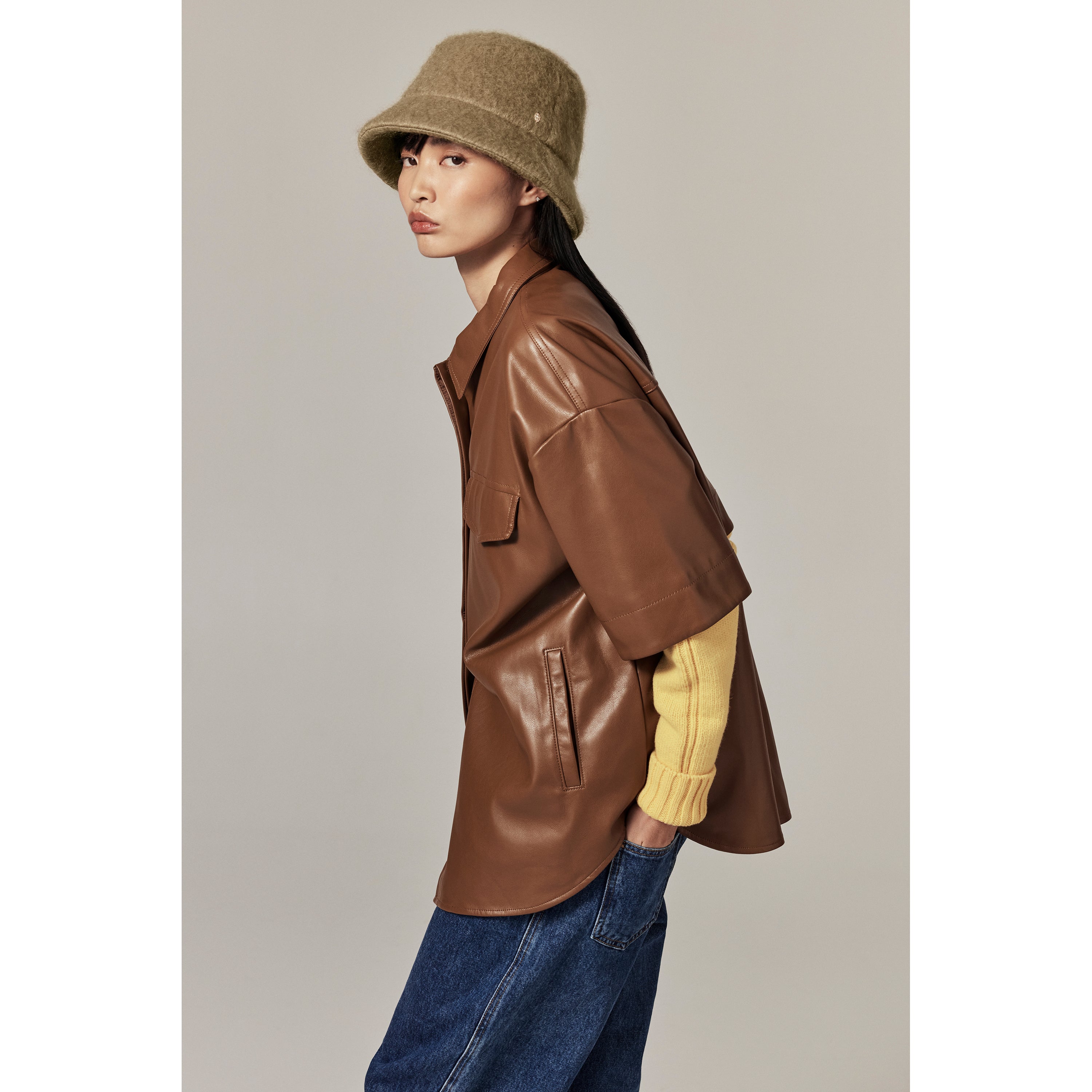 Buy Rita Mohair Blend Bucket - Dark Camel - Helen Kaminski