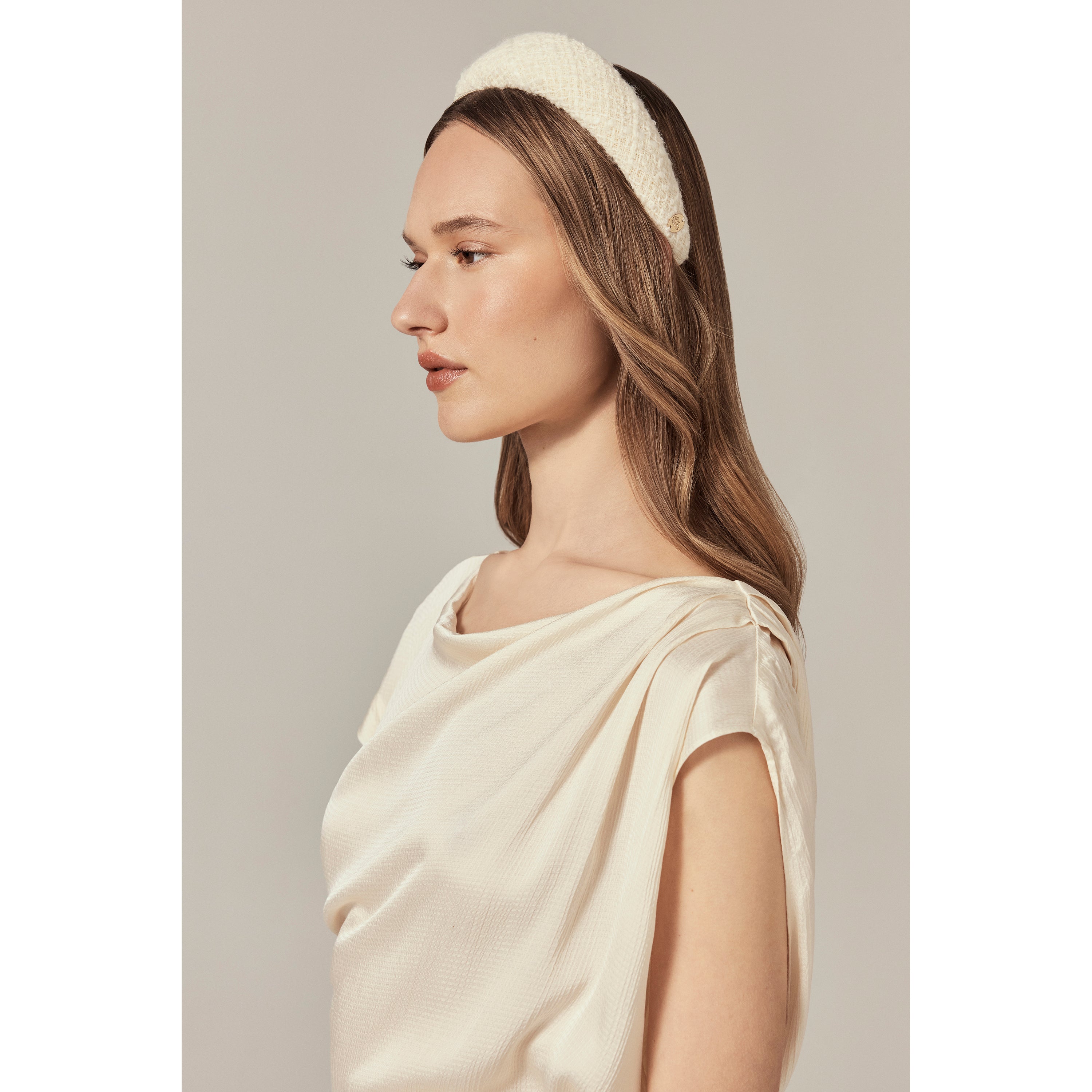 Shop the Sadie Wool Blend Padded Headband in Cream | Helen Kaminski