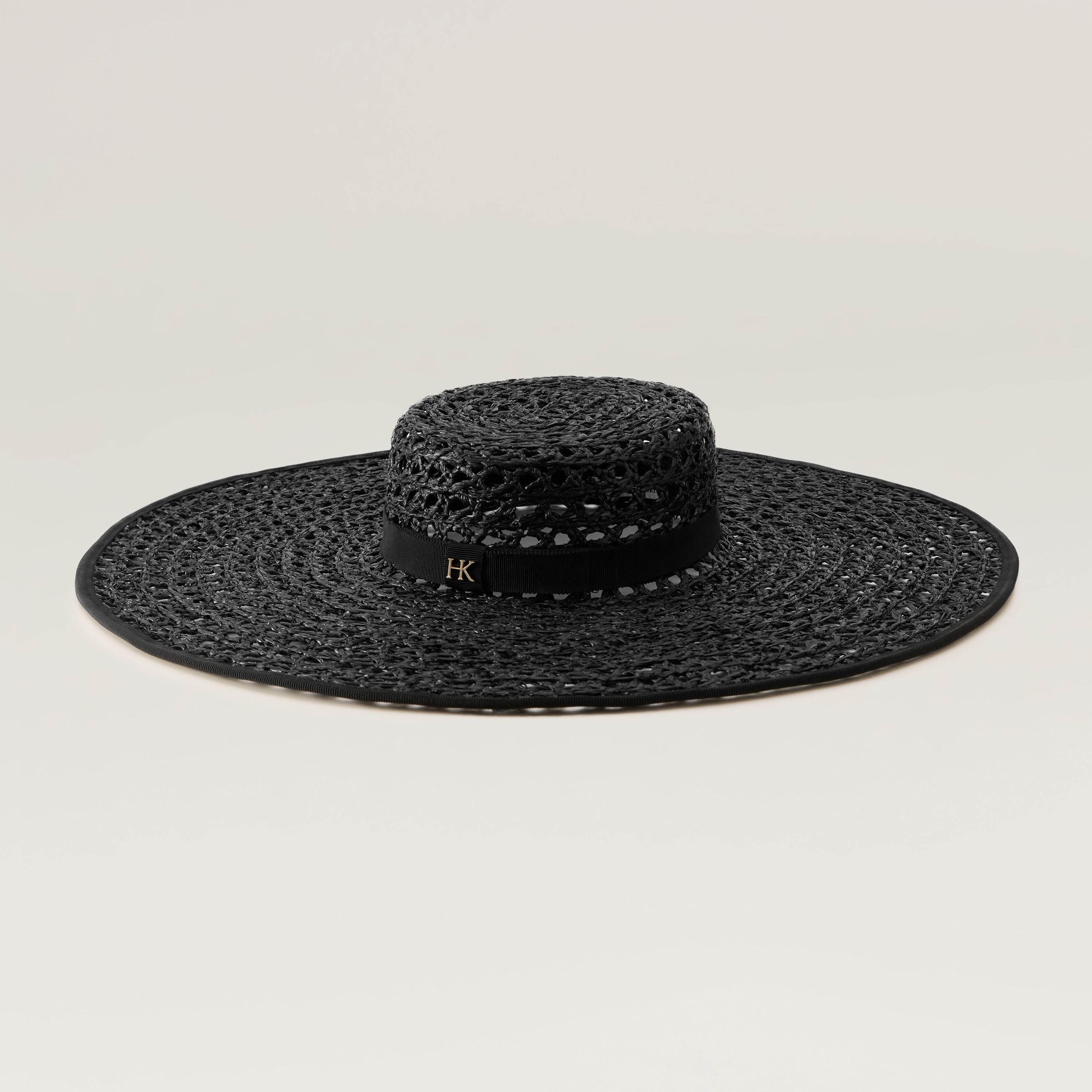 Kavya Raffia Lace Boater Hat - Charcoal | Helen Kaminski US