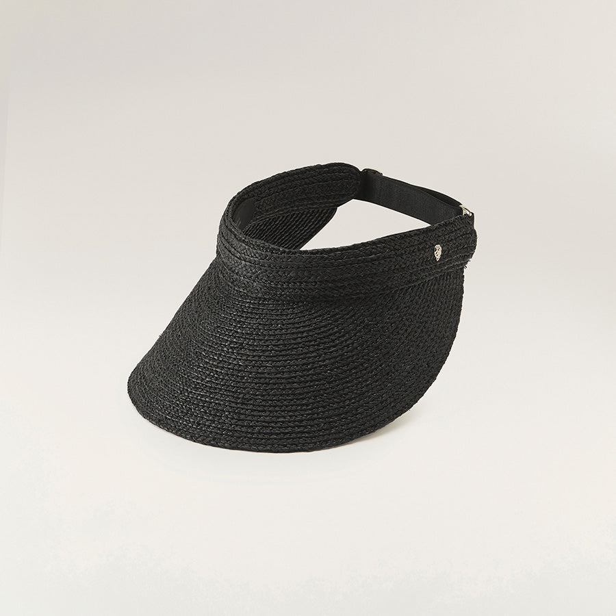 HELEN KAMINSKI ブラックベレー帽⭐︎ Kirsten Raffia Braid Visor - Charcoal - Black Hat | Helen Kaminski US