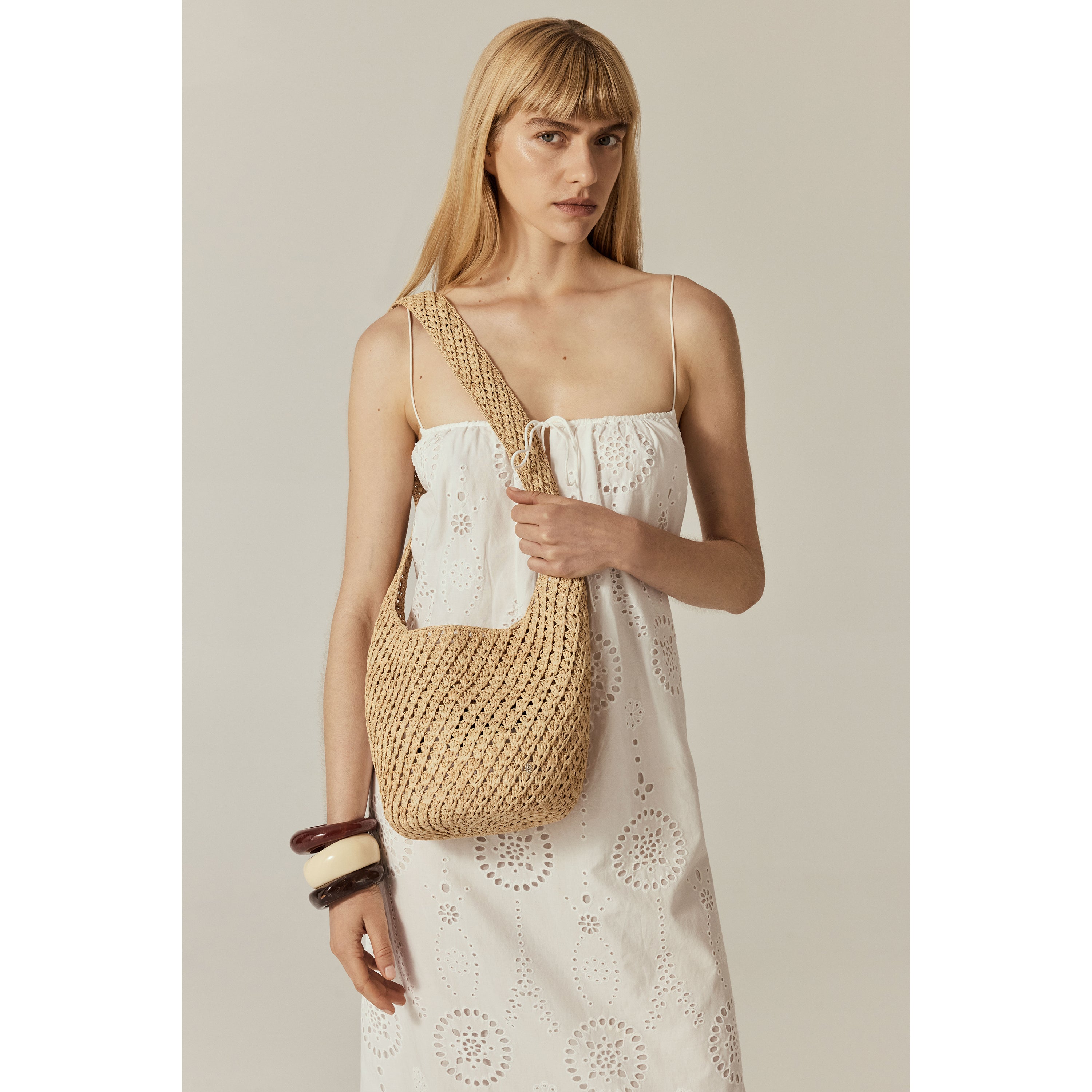 Lani Raffia Crochet Small Sac - Natural - Beige Bag | Helen