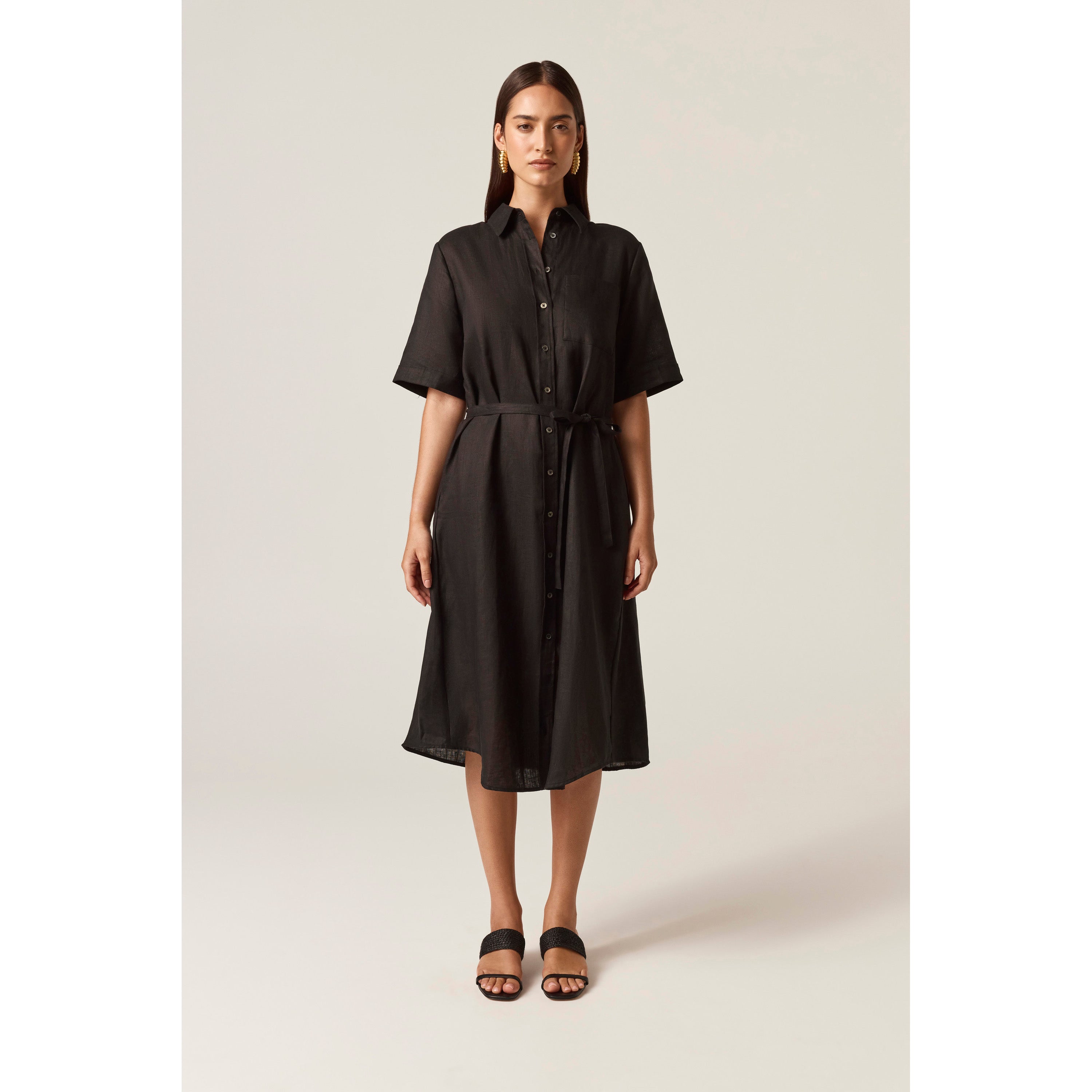 black button down linen dress Button Down Dress *New!