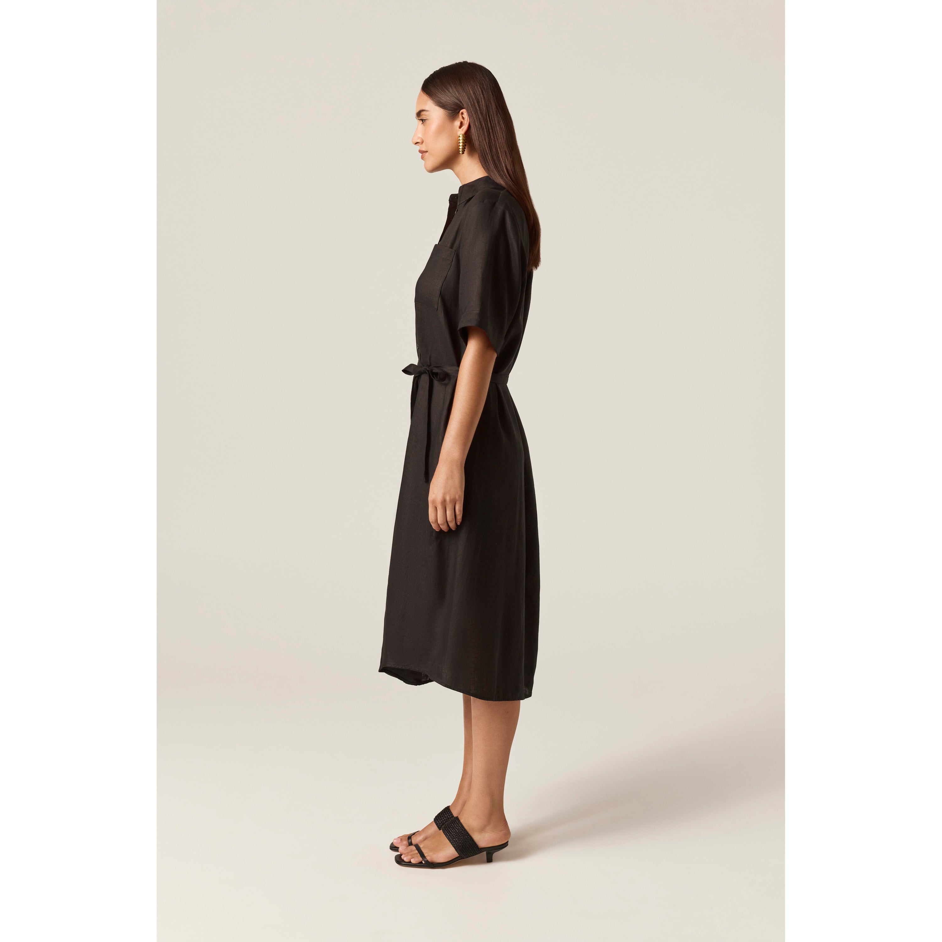linen shirt dress midi Helen Kaminski Women's Apparel Privatesale40 Isabel & Nina Women's Hand wash or gently Size:Us Size 14
