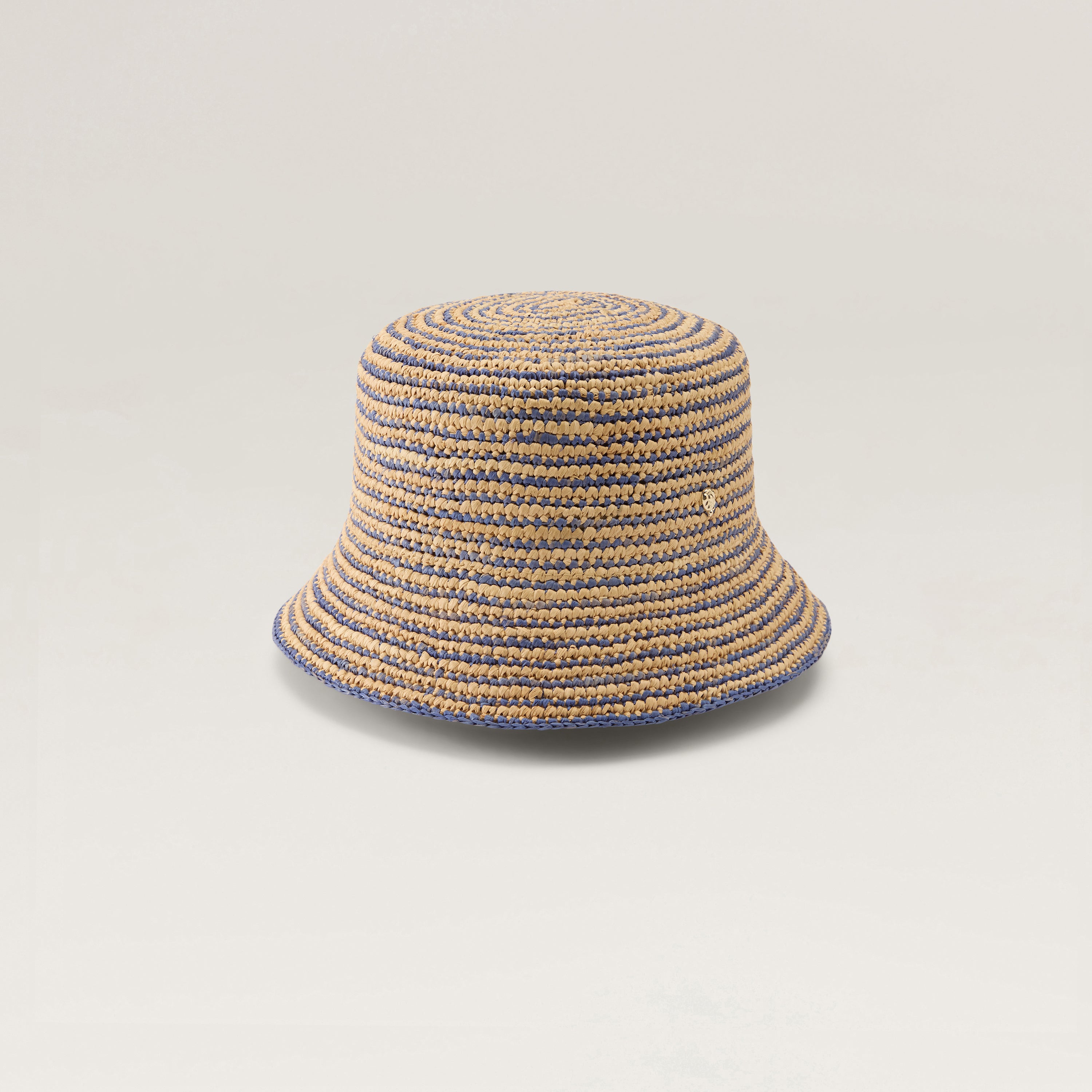 Nala Fine Stripe Crochet Bucket Hat - Natural/Lapis | Helen