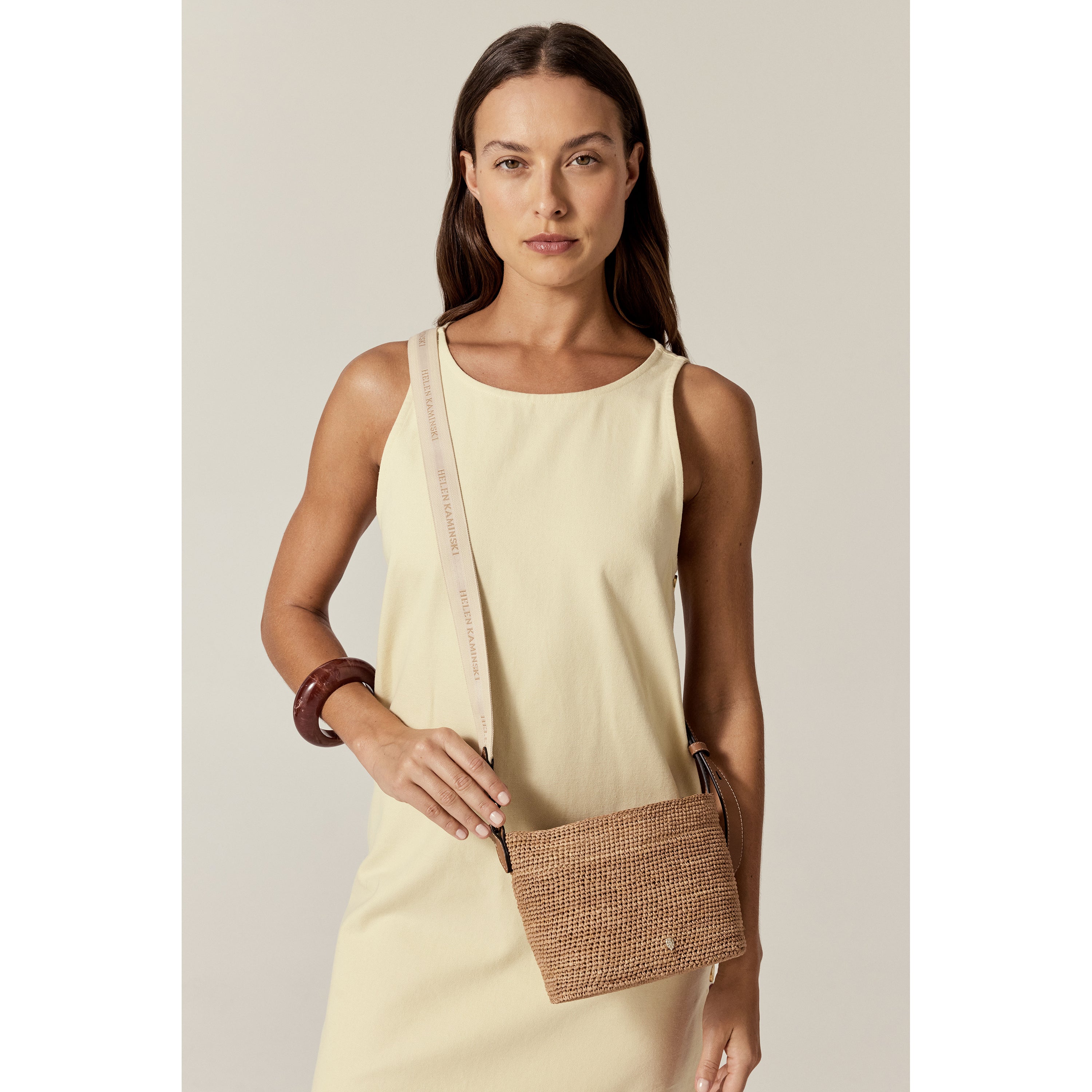 Nalin Raffia Crochet Crossbody Bag - Nougat | Helen Kaminski US