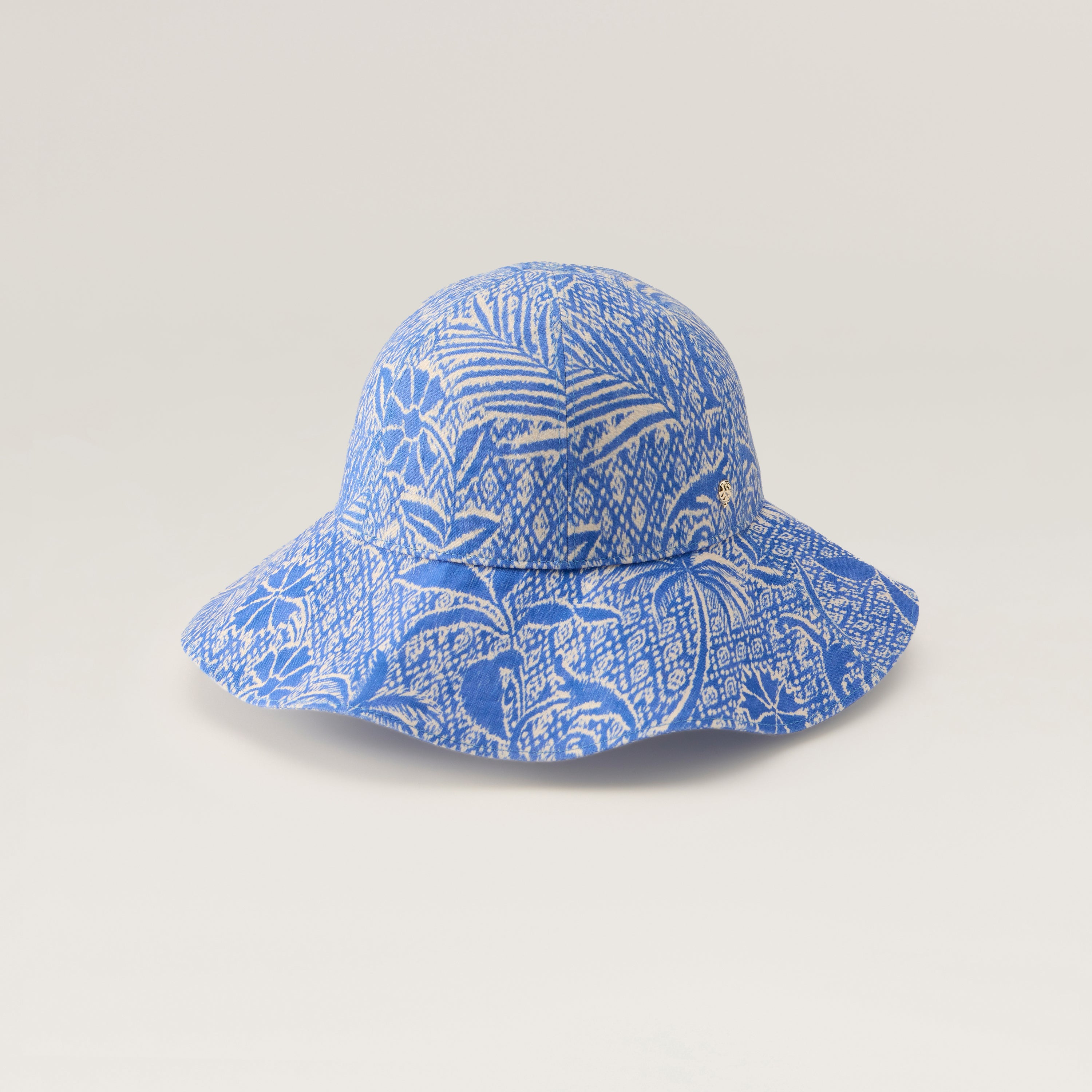 HELEN KAMINSKI ライトブルーキャップ Nikini Linen Print Hat - Lapis - Blue Round Crown Hat | Helen