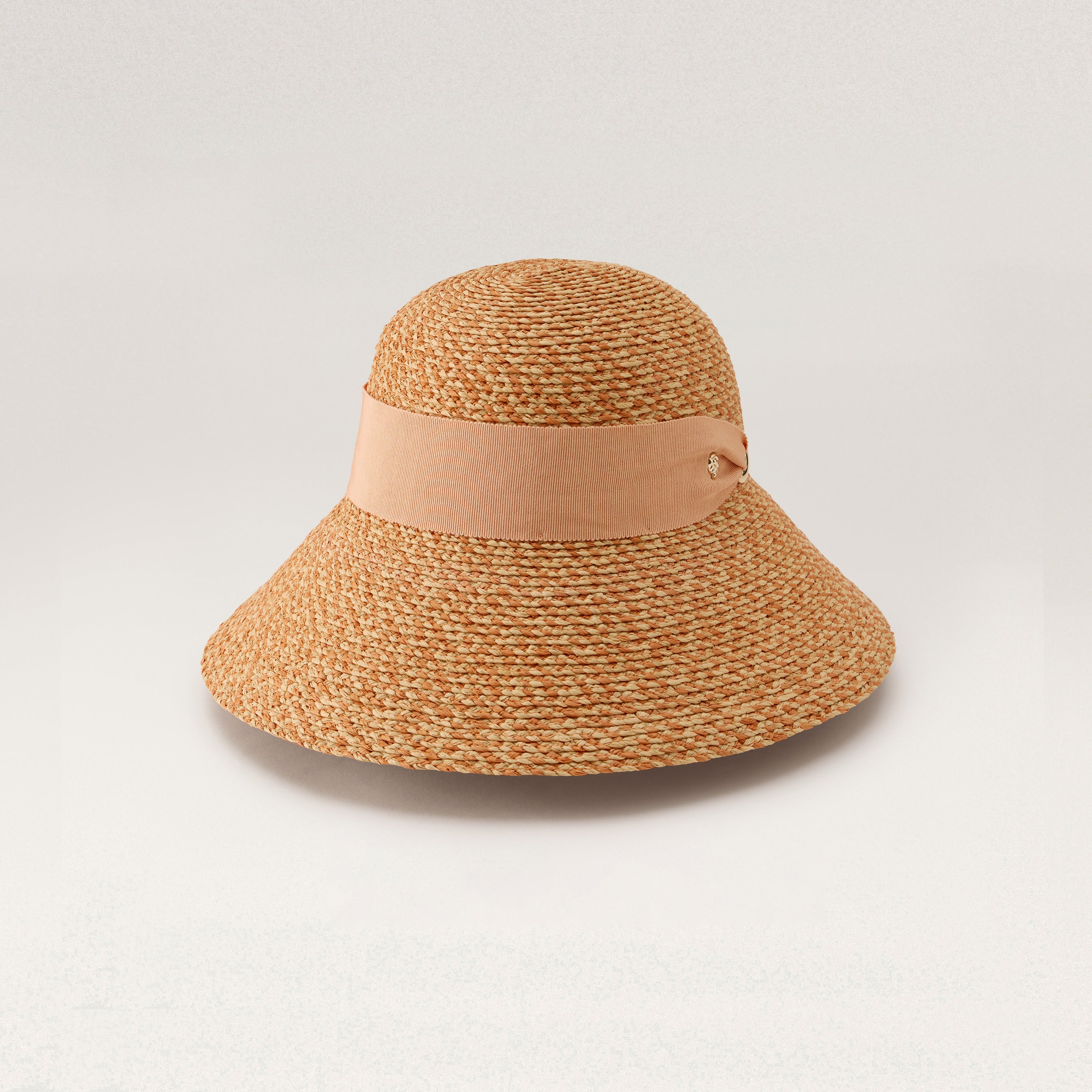 Pip Raffia Braid Sun Hat Wide Brim - Salmon Melange/Salmon | Helen