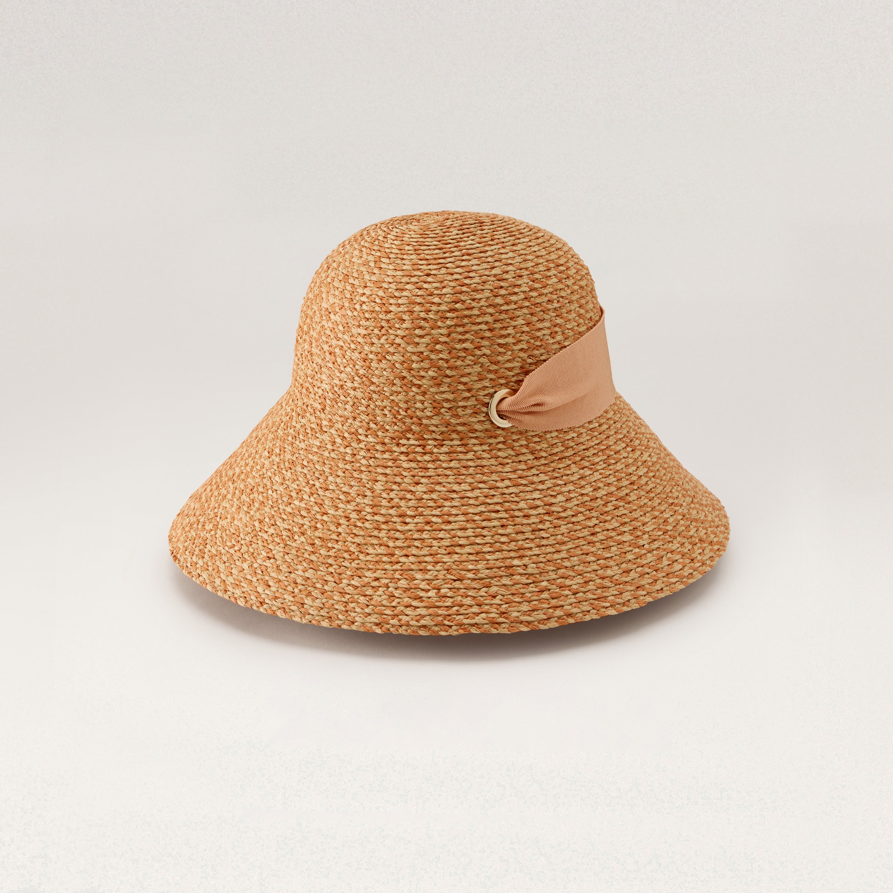 Pip Raffia Braid Sun Hat Wide Brim - Salmon Melange/Salmon | Helen