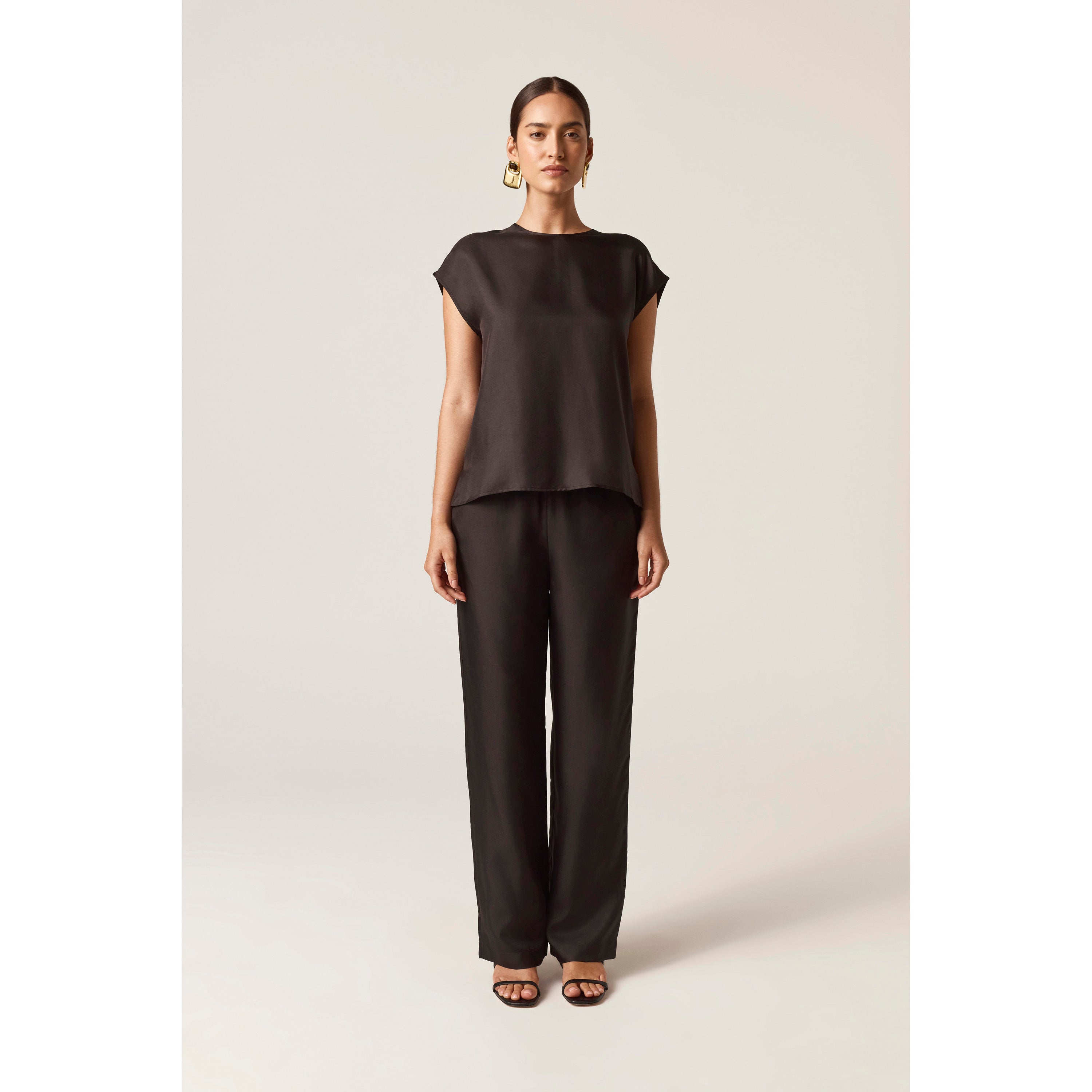 Silk Twill Drawstring Pants - Black | Clothing | Helen Kaminski US