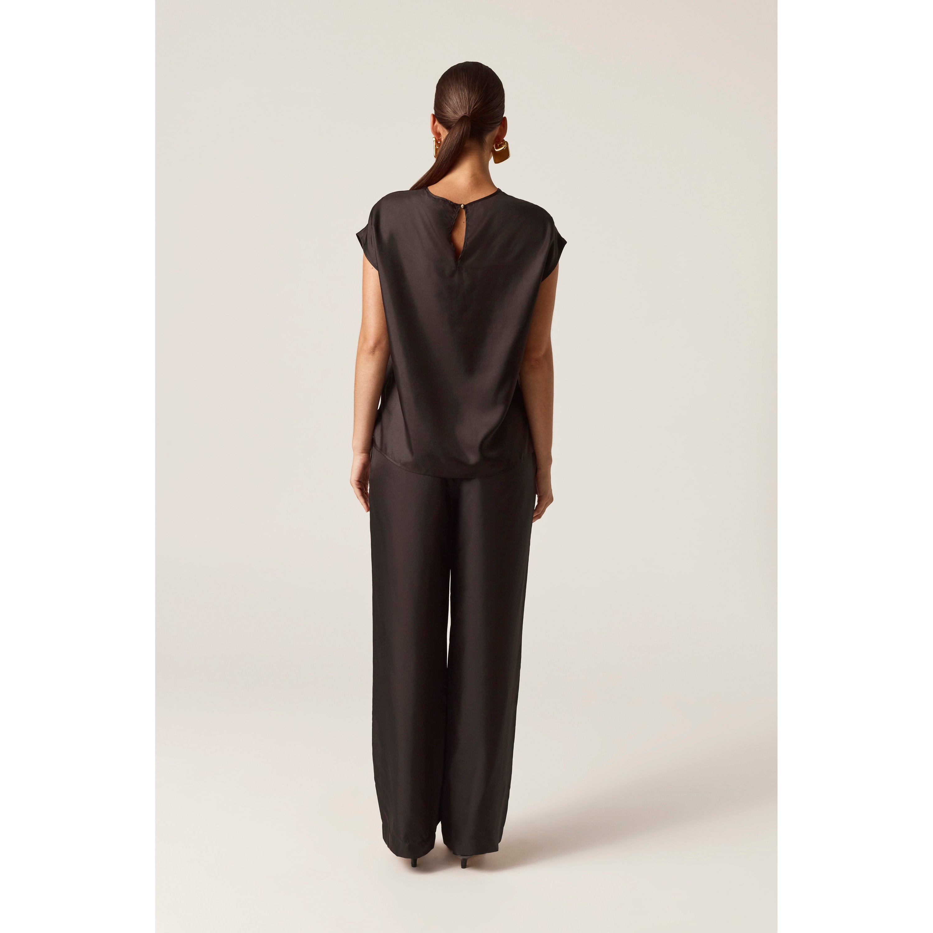 Silk Twill Drawstring Pants - Black | Clothing | Helen Kaminski US