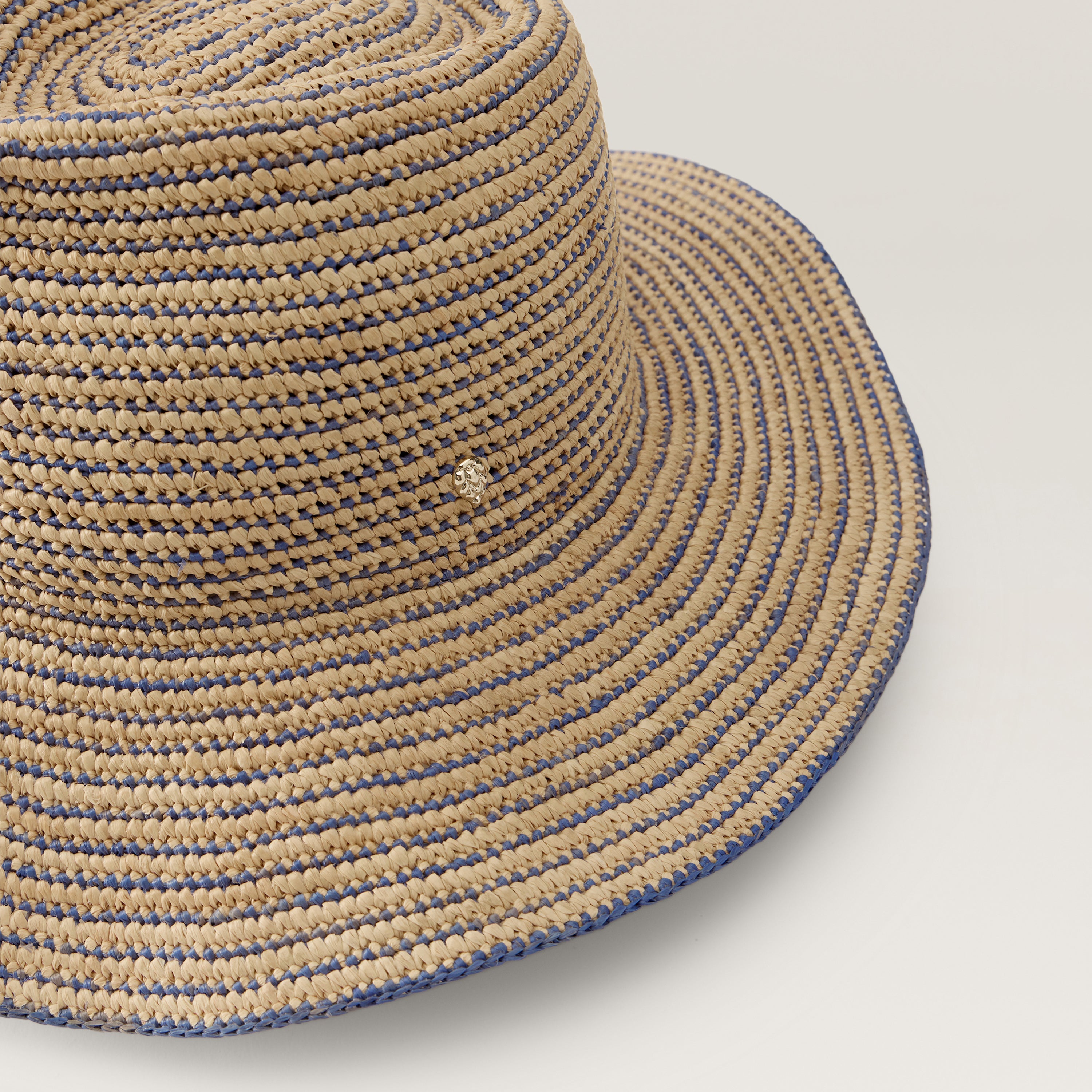 Steevie Raffia Stripe Fedora - Natural/Lapis | Helen Kaminski US