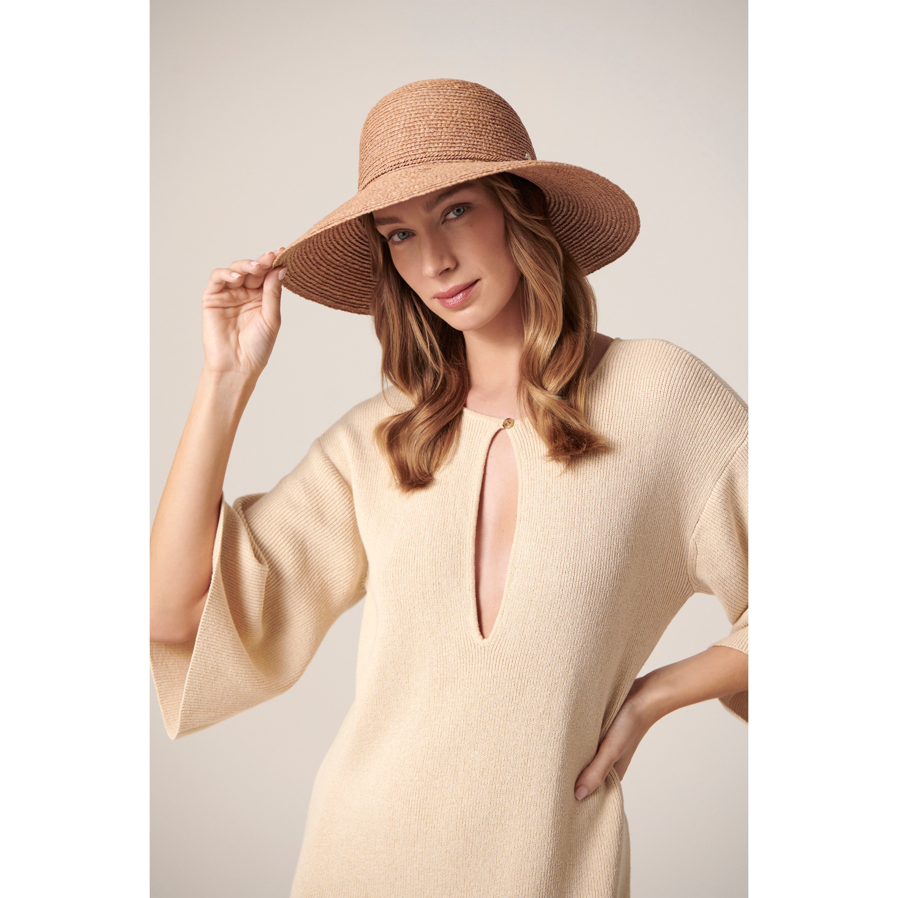 Delphina Raffia Women's Hat in Nougat Helen Kaminski US