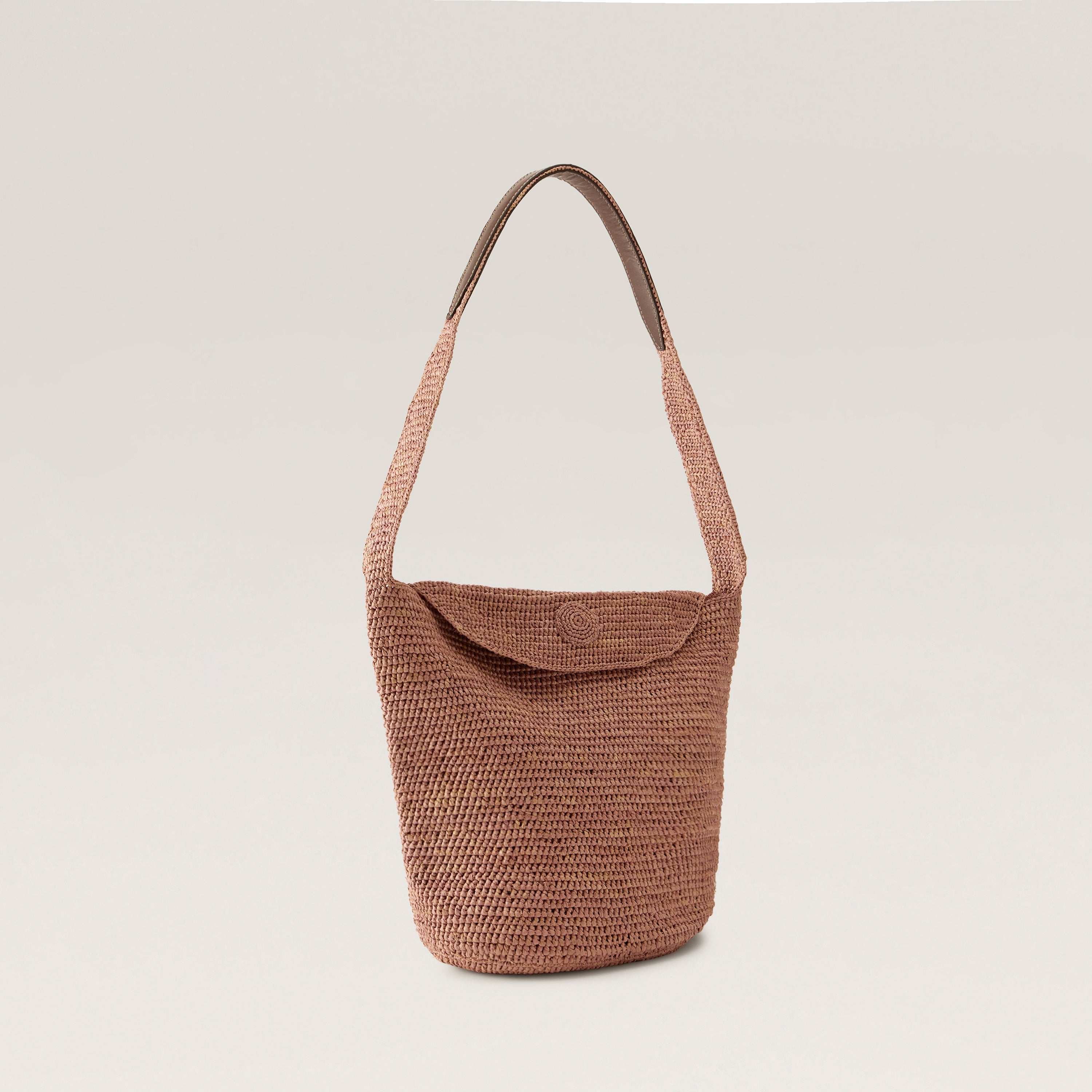 Yala Sac - Petal/Chocolate - Small Raffia Bag | Helen Kaminski US