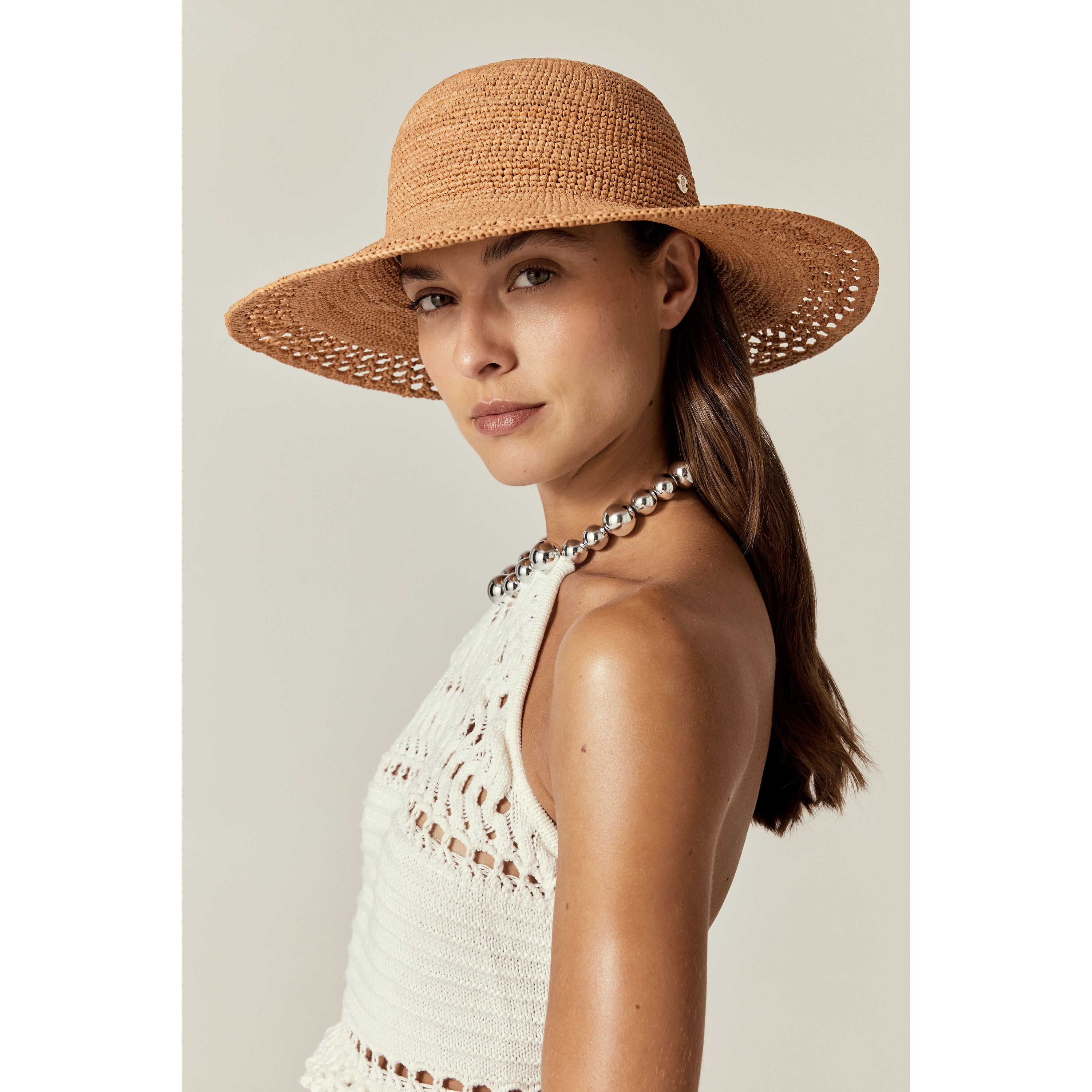Zuri Raffia Sun Hat - Salmon - Round Crown | Helen Kaminski US