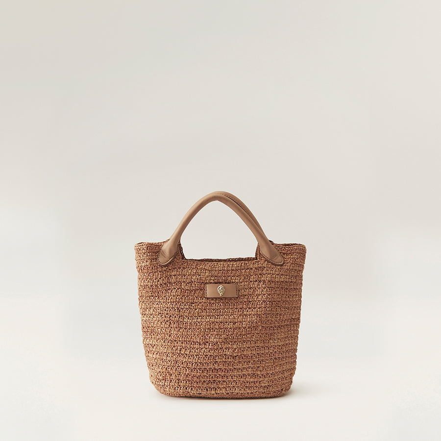 Cassia Mini Raffia Basket Bag Nougat Nut - Helen Kaminski US