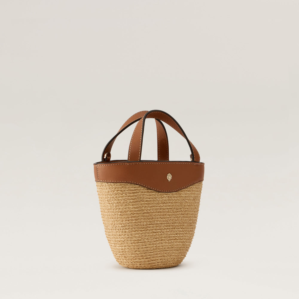 Ama Raffia Braid Basket Small Tote Bag - Natural/Cotto | Helen