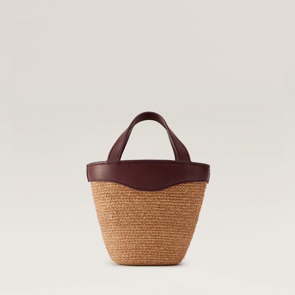 ば*ん様 HELEN KAMINSKI 編み込みトートバッグ Ama Raffia Braid Basket Small Tote Bag - Nougat/Garnet | Helen