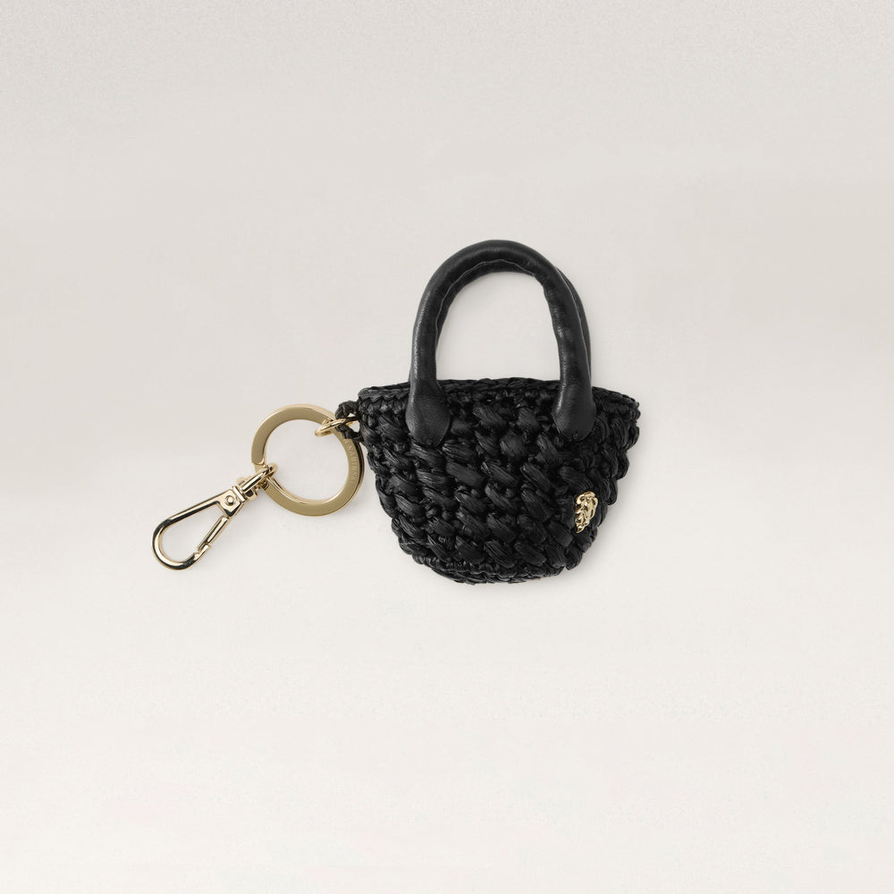 Ampara Raffia Crochet Bag Charm Accessory - Charcoal/Black | Helen