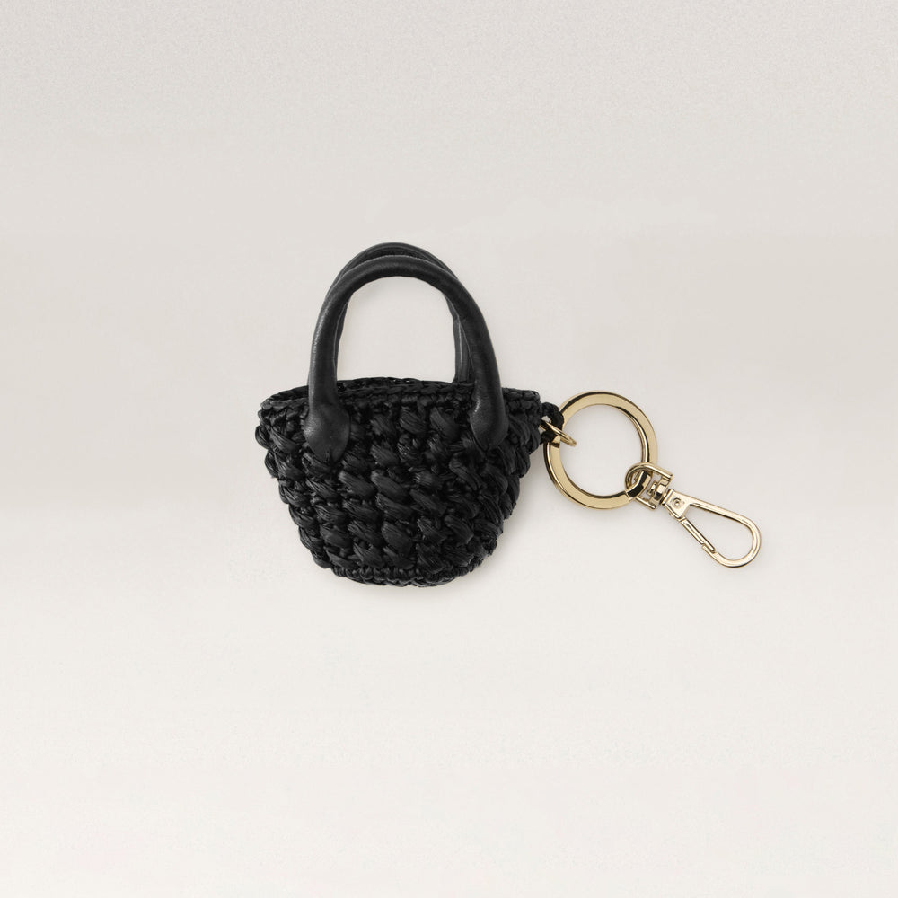 Ampara Raffia Crochet Bag Charm Accessory - Charcoal/Black | Helen