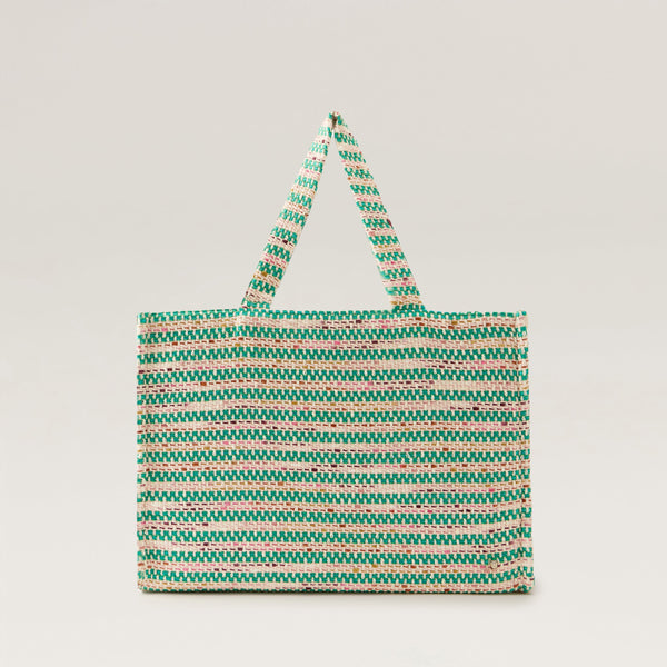 Anika Boucle Stripe Tote - Jade Multi - Large Tote Bag | Helen
