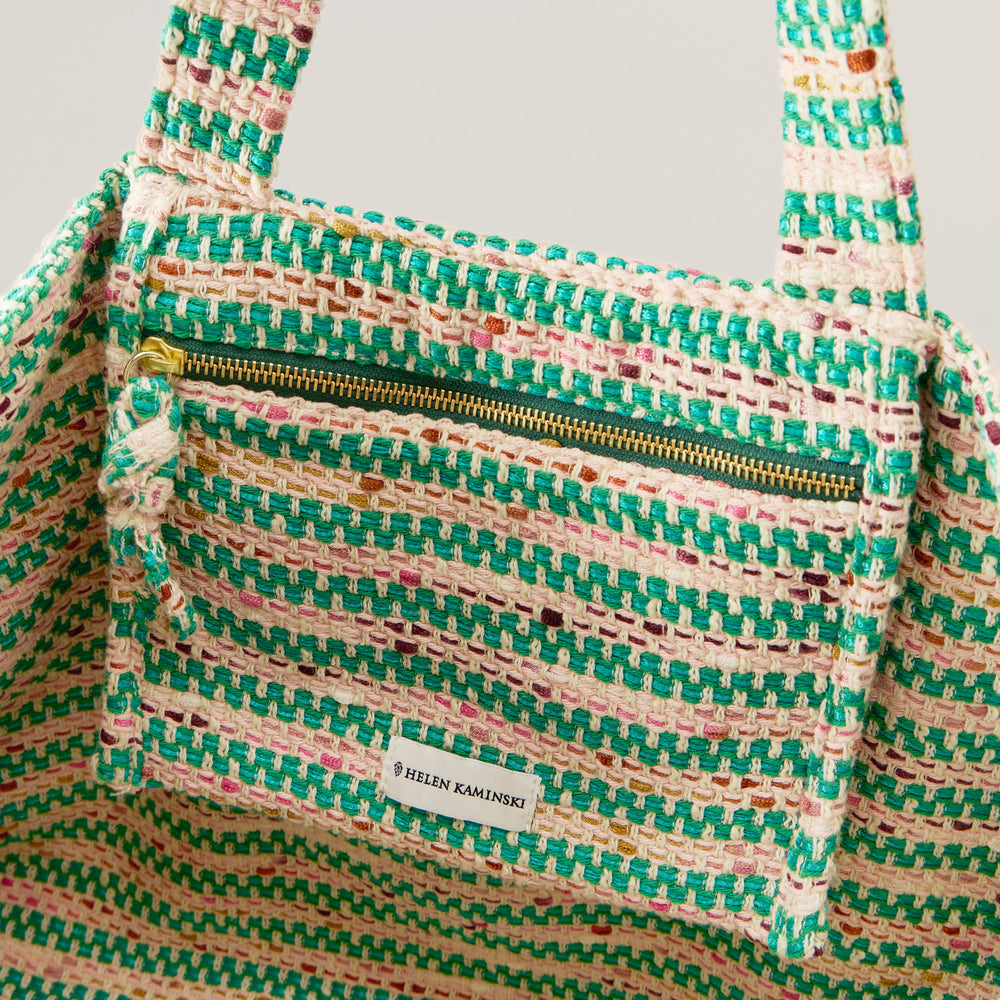 Anika Boucle Stripe Tote - Jade Multi - Large Tote Bag | Helen