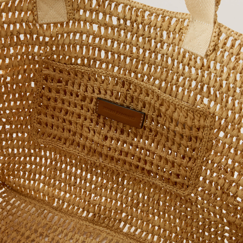 Anika Raffia Crochet Tote - Natural - Large Tote Bag | Helen