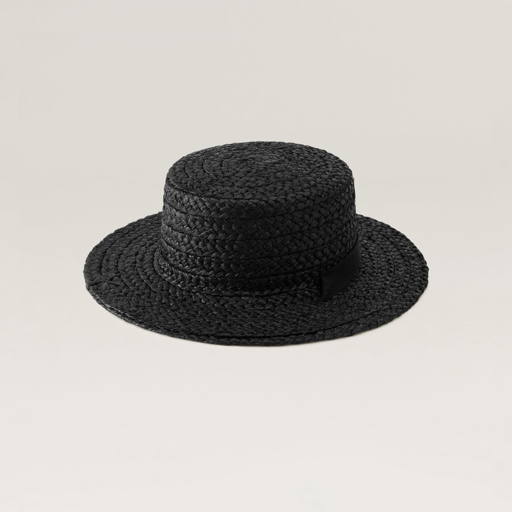 Arden Raffia Braid Boater Hat - Charcoal/Black | Helen Kaminski US