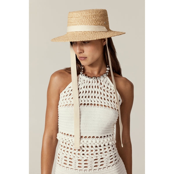 Arden Raffia Braid Boater Hat - Natural/Cream | Helen Kaminski US