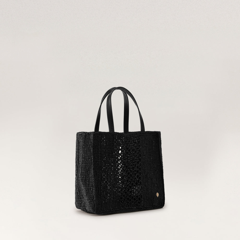 Arleth Raffia Crochet Mini Tote - Charcoal - Small Bag | Helen